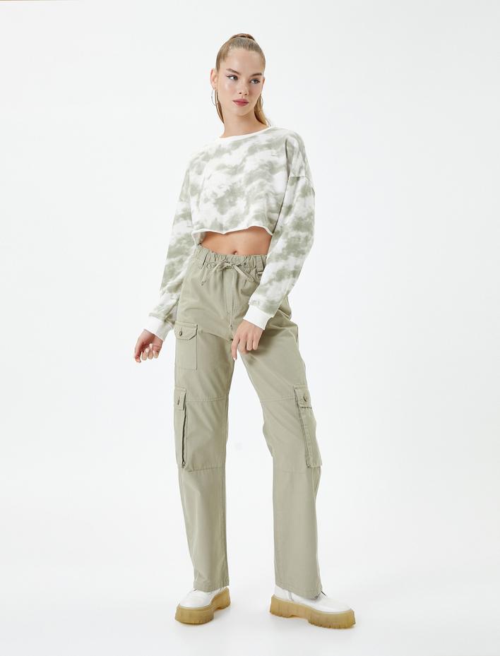  Oversize Kargo Pantolon Beli Lastikli Cepli Pamuklu