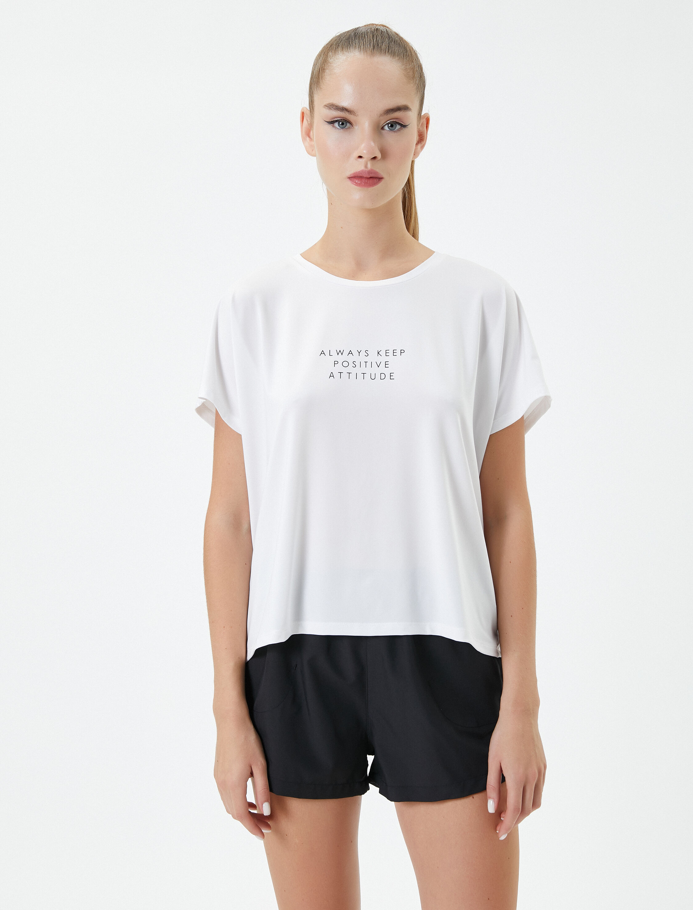 Spor Tişört Kısa Kollu Bisiklet Yaka Baskılı