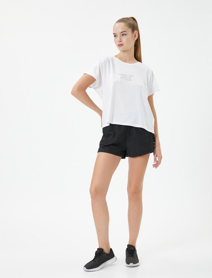  Spor Tişört Kısa Kollu Bisiklet Yaka Baskılı