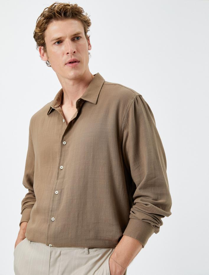  İtalyan Yaka Gömlek Uzun Kollu Pamuklu Regular Fit