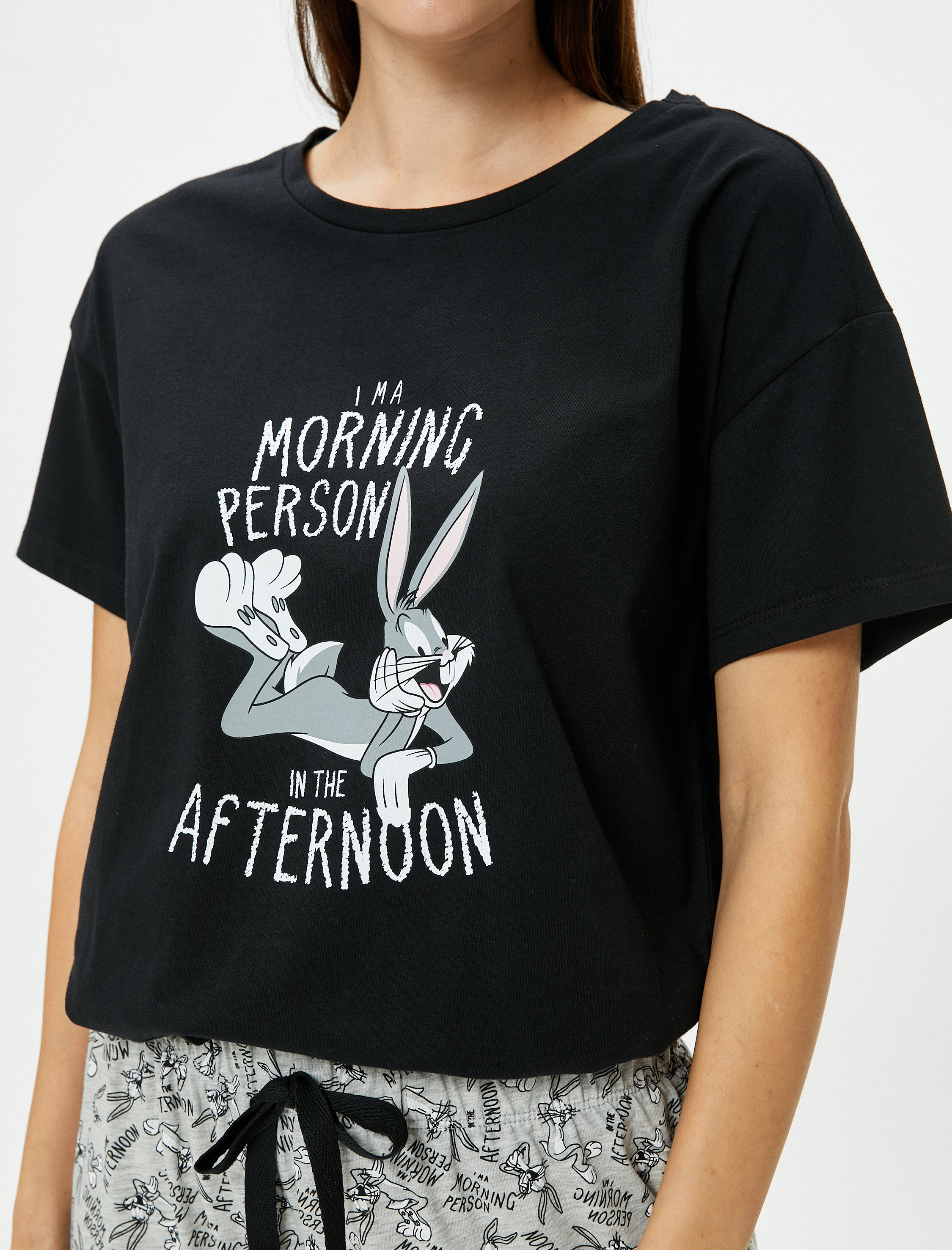   Bugs Bunny Pijama Takımı Lisanslı Baskılı Kısa Kollu Pamuklu