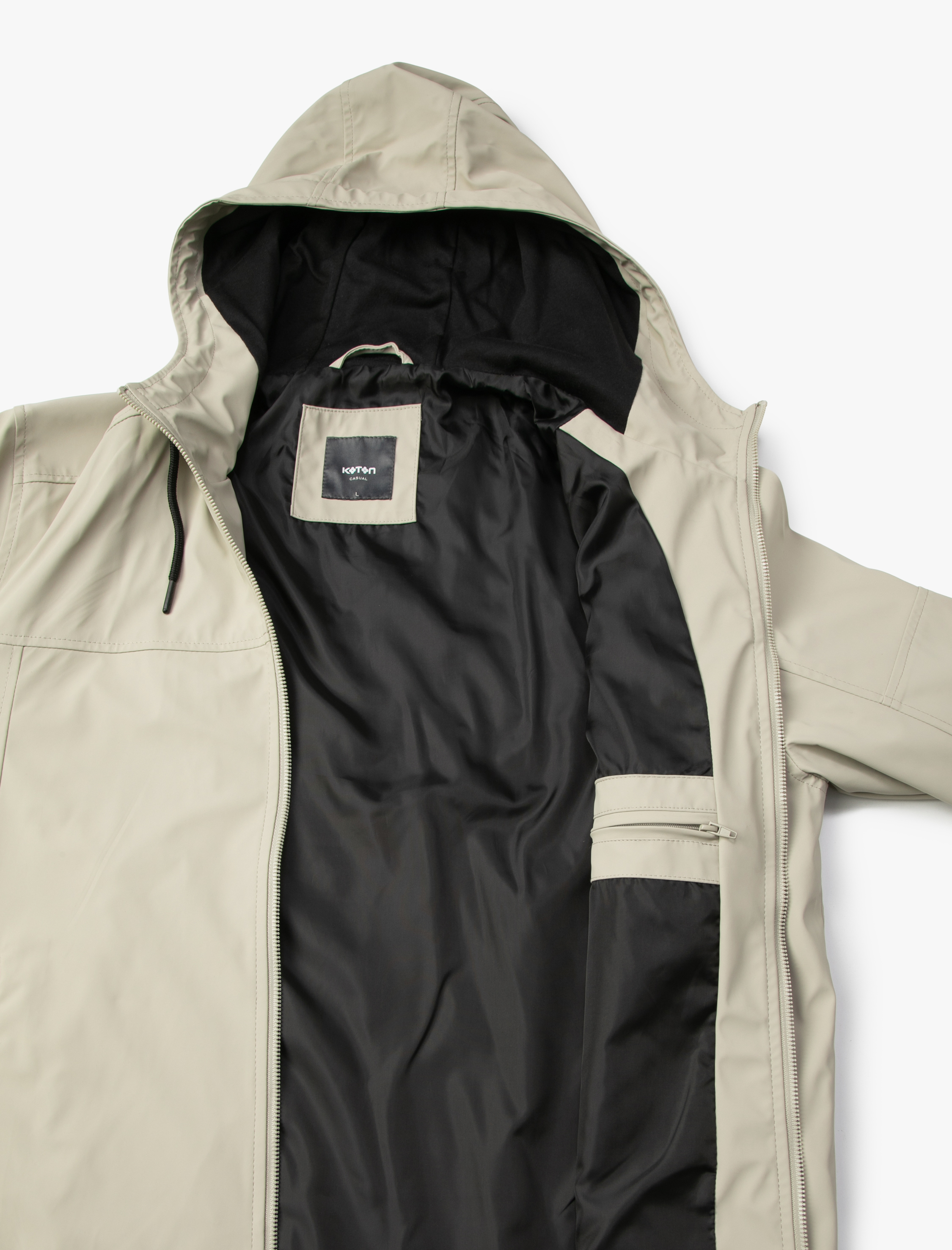   Deri Görünümlü Ceket Kapşonlu Fermuarlı Cep Detaylı