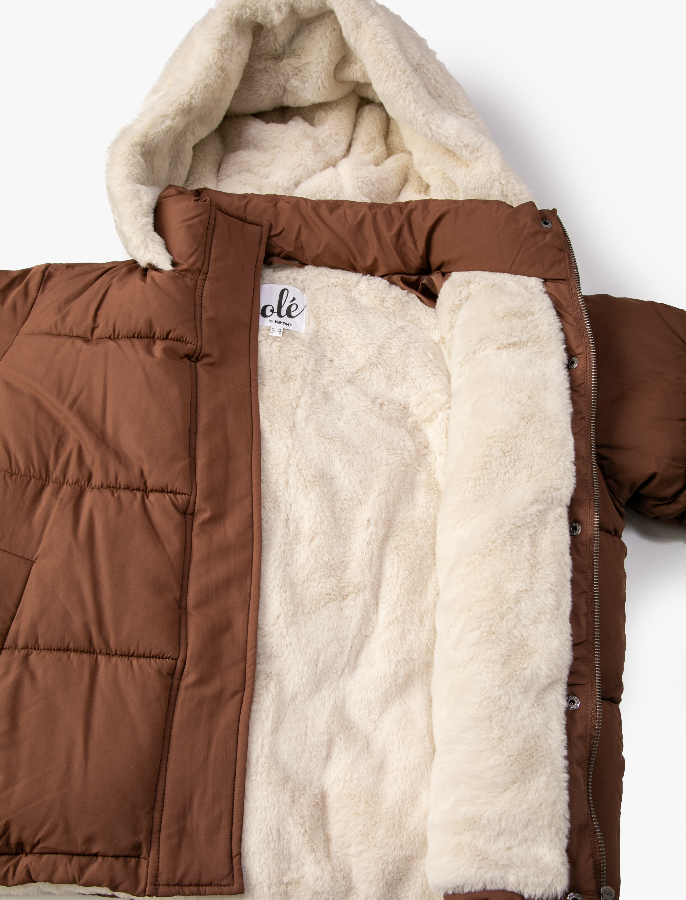   Şişme Mont Kapşonlu İçi Peluş Astarlı Cepli Fermuarlı