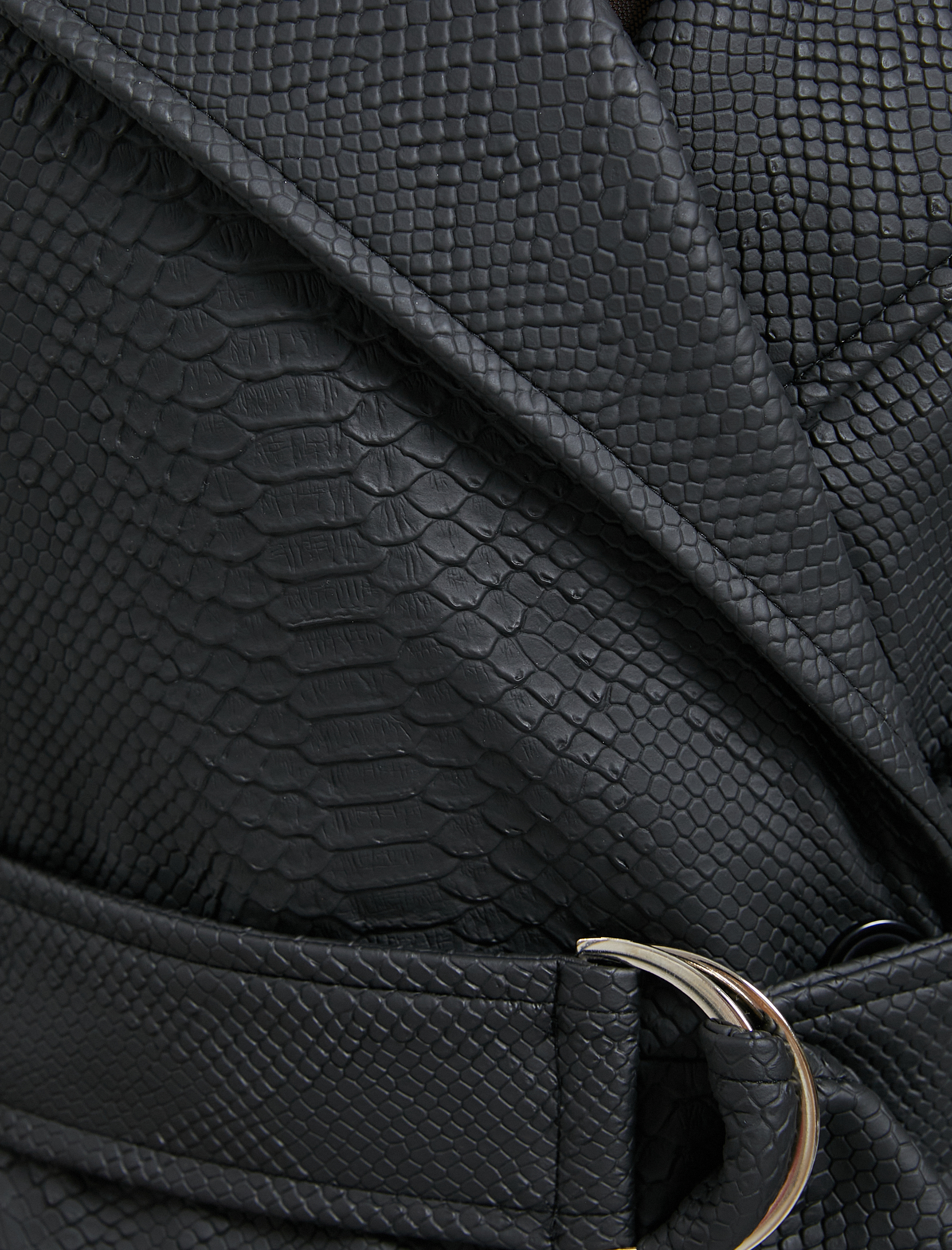   Trençkot Krokodil Görünümlü Kruvaze Düğmeli Kemer Detaylı Cepli