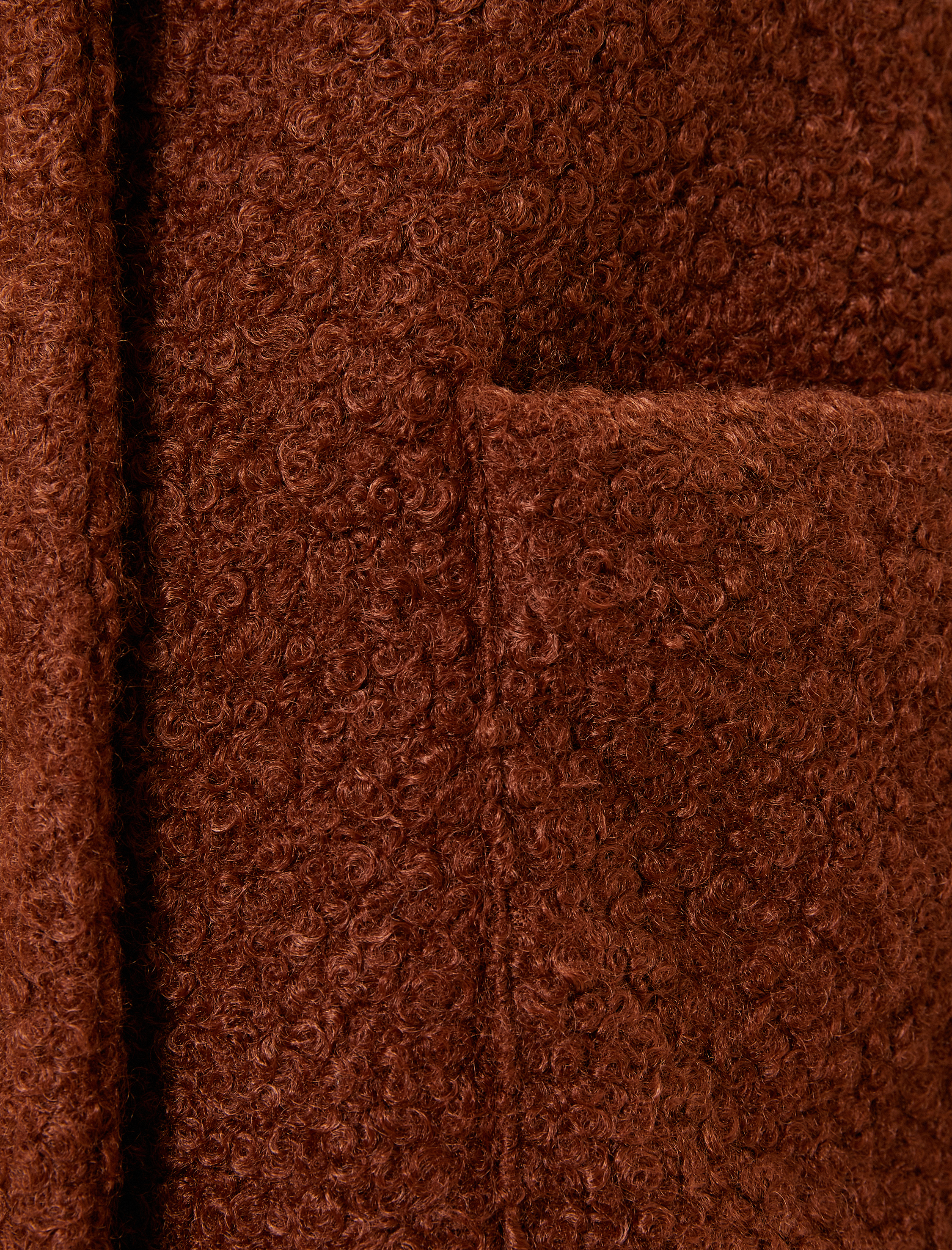   Oversize Uzun Buklet Kaban Kruvaze Cep Detaylı Astarlı