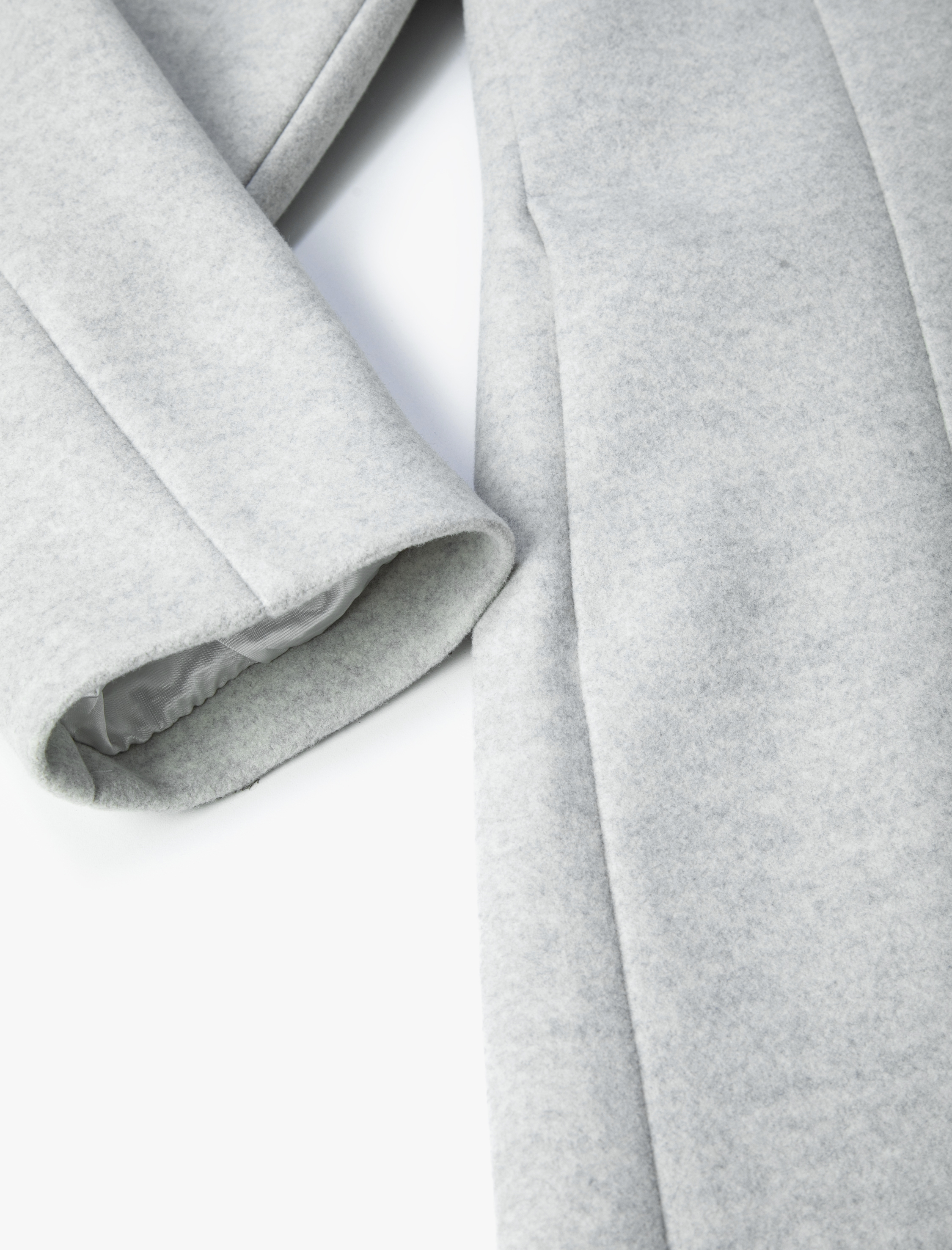   Uzun Kaşe Kaban Kruvaze Kapama Düğmeli Cep Detaylı Kuşaklı