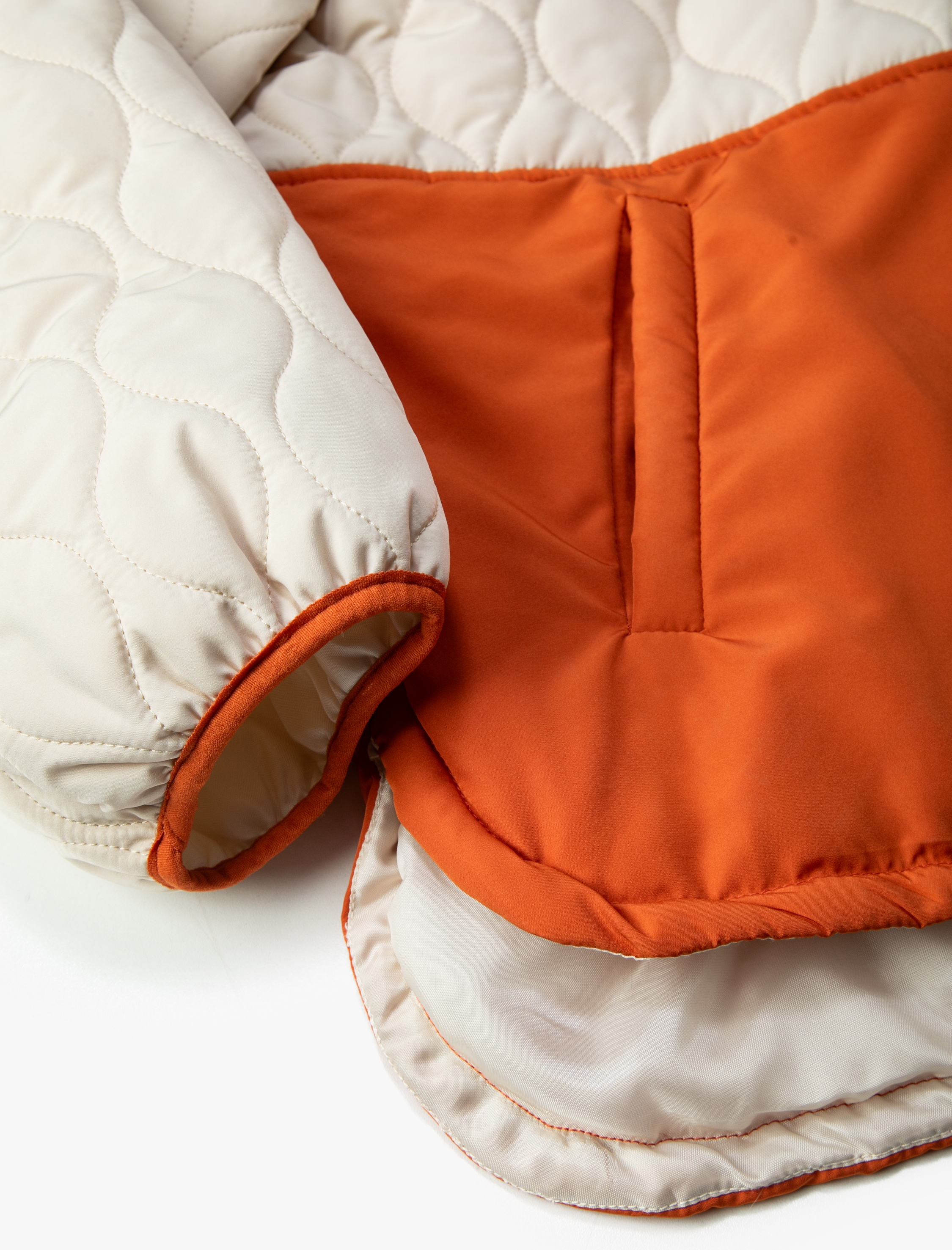   Kapitone Mont Kapşonlu Renk Bloklu Cepli Astarlı