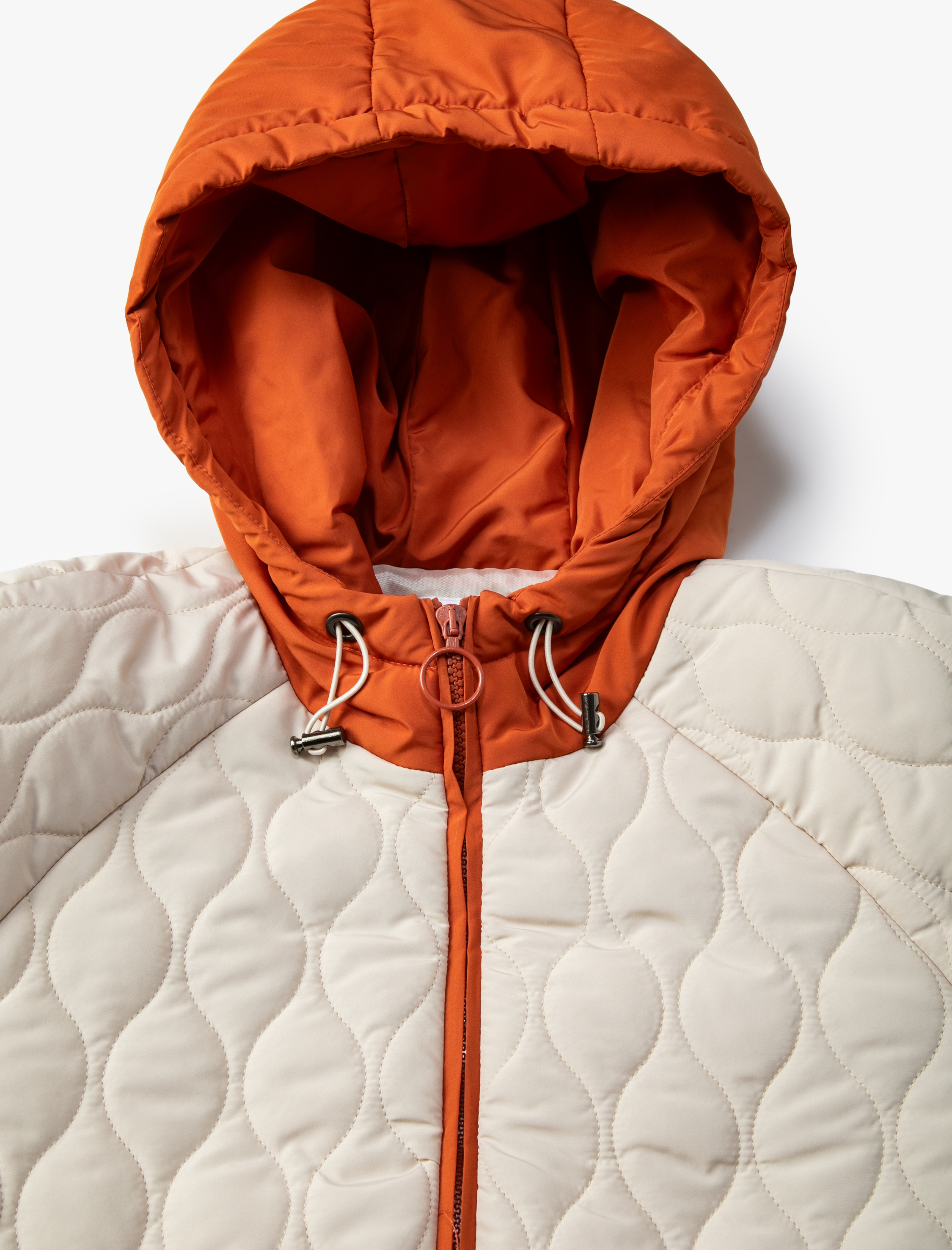   Kapitone Mont Kapşonlu Renk Bloklu Cepli Astarlı