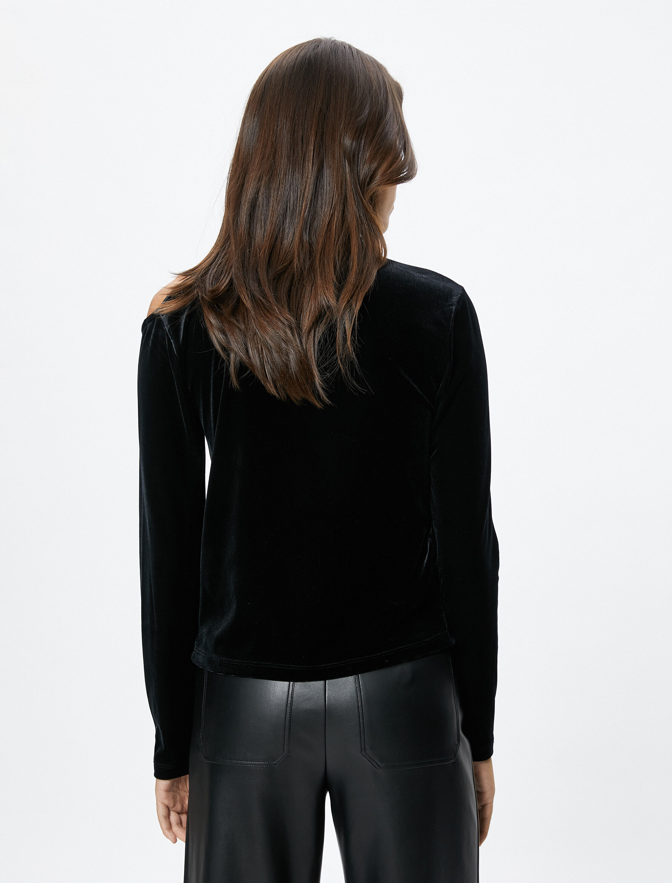   Kadife Body Balıkçı Yaka Pencere Detaylı Uzun Kollu