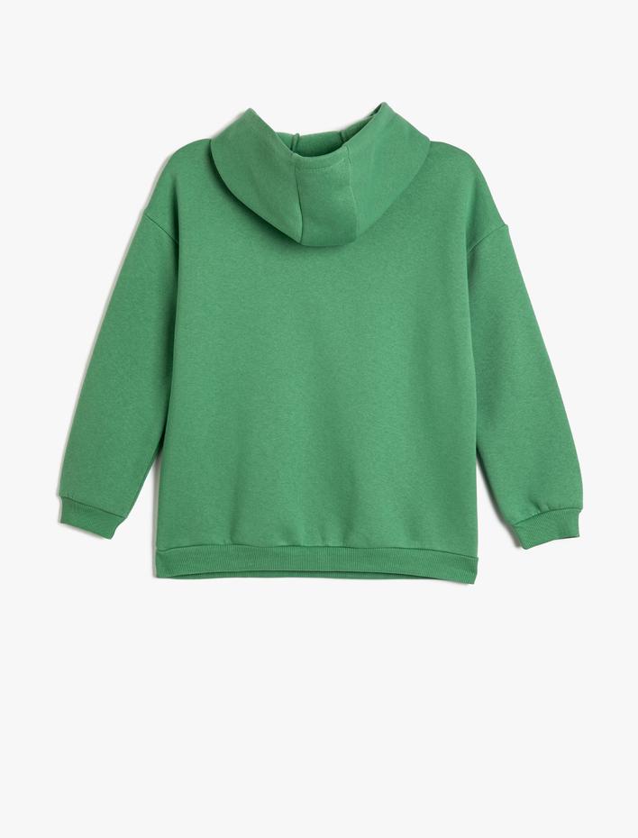 Kız Çocuk Kapşonlu Sweatshirt Anime Baskılı Uzun Kollu Şardonlu