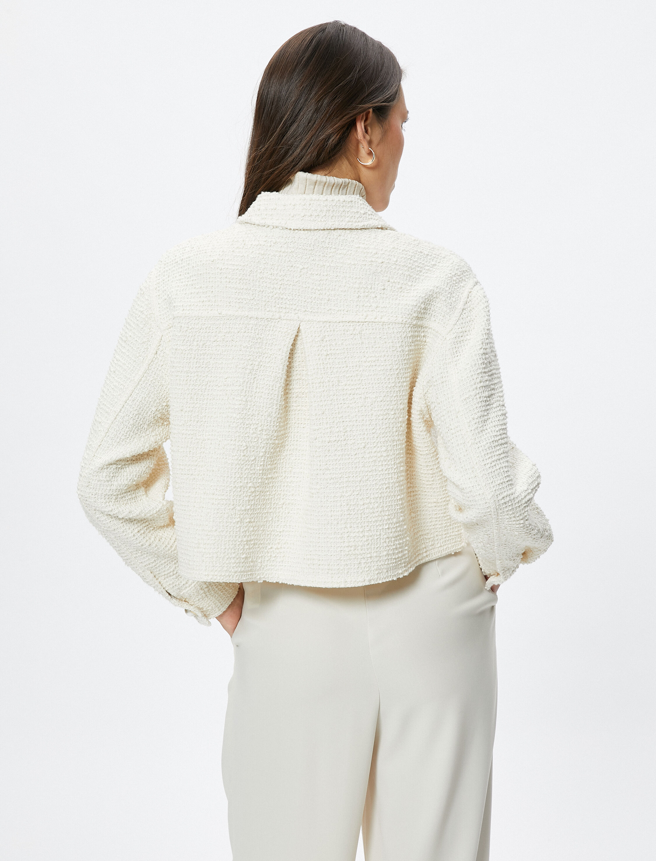   Tüvit Ceket İnci Düğme Detaylı Kapaklı Cepli