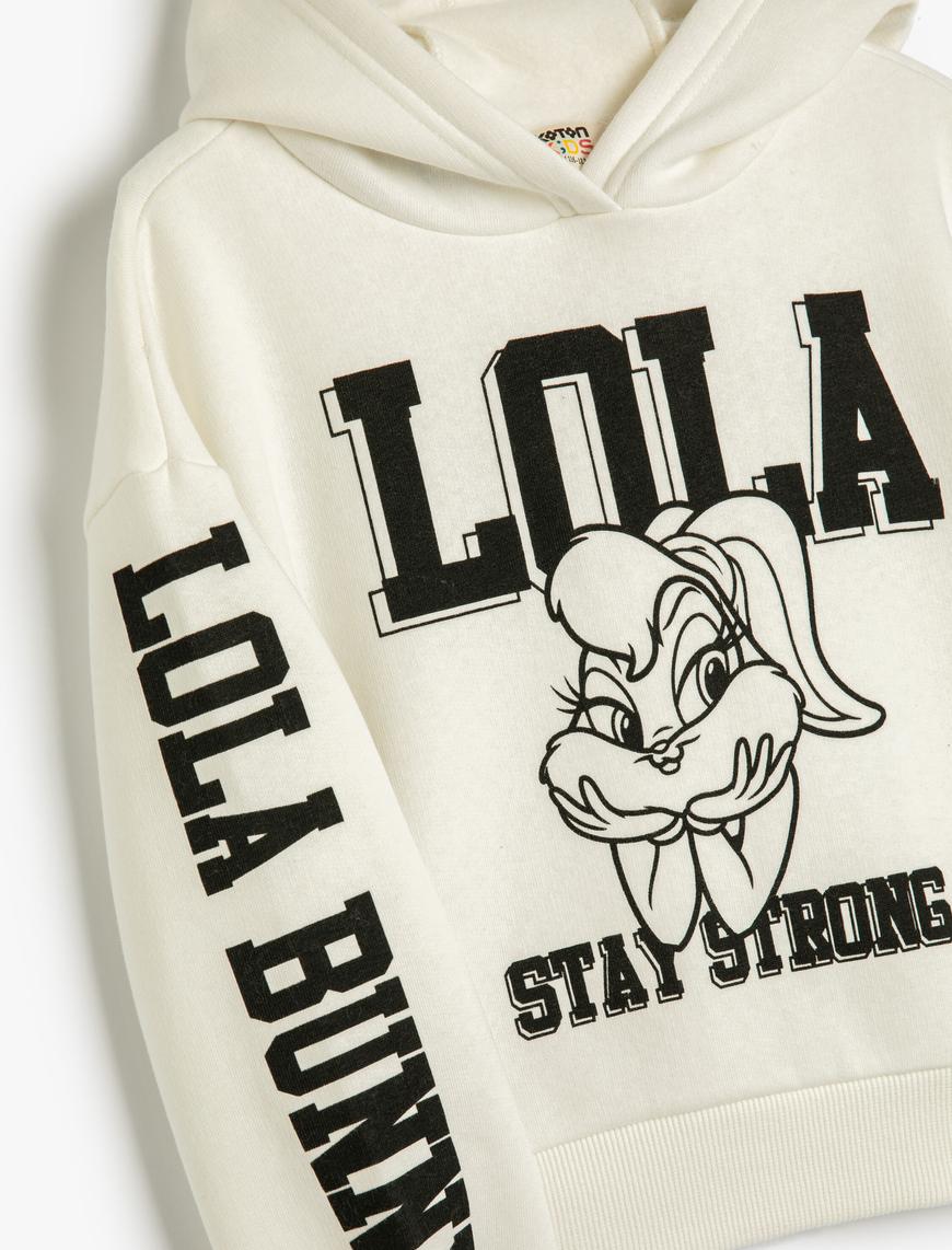  Kız Çocuk Lola Bunny Kapşonlu Sweatshirt Lisanslı Uzun Kollu Şardonlu