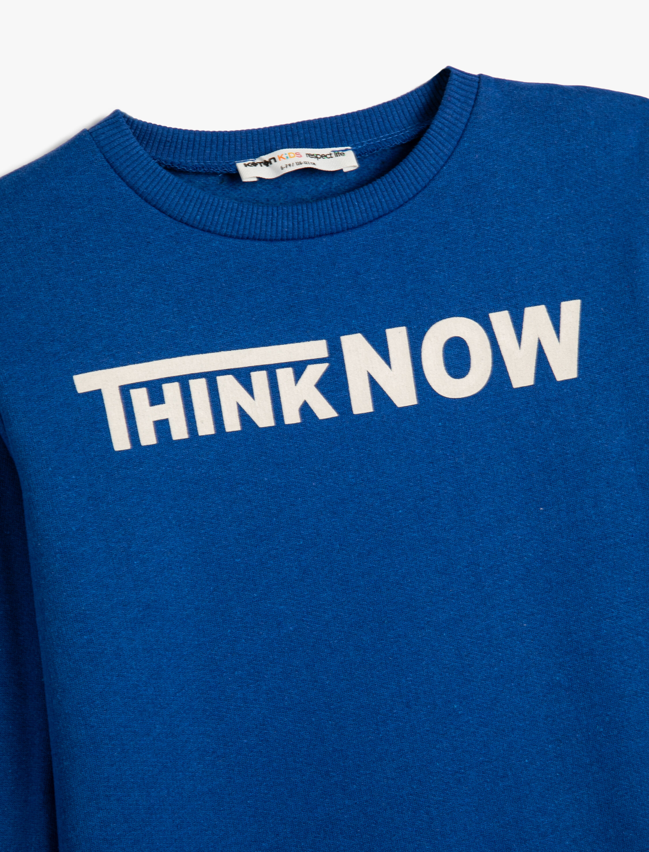  Erkek Çocuk Sweatshirt Uzun Kollu Bisiklet Yaka Slogan Baskılı Şardonlu