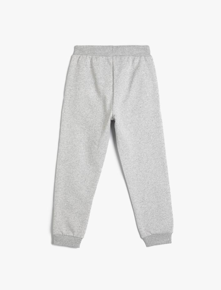 Erkek Çocuk Jogger Eşofman Altı Cepli Beli Bağlamalı Baskı Detaylı Şardonlu