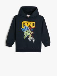 Marvel Kapşonlu Sweatshirt Lisanslı Uzun Kollu Şardonlu