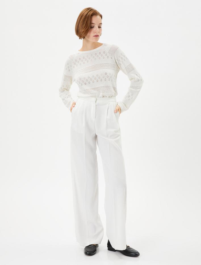  Triko Kazak Ajurlu Bisiklet Yaka Uzun Kollu