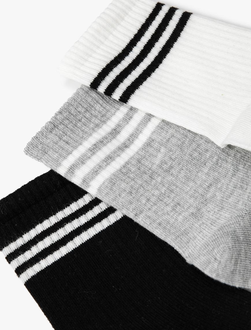  Kadın Çizgili 3'lü Soket Çorap Seti Çok Renkli