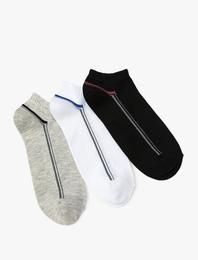 Çizgili Patik Çorap Seti 3’lü Çok Renkli Pamuk Karışımlı