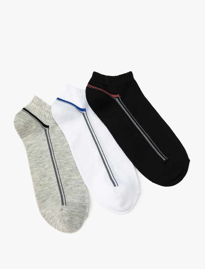 Erkek Çizgili Patik Çorap Seti 3’lü Çok Renkli Pamuk Karışımlı