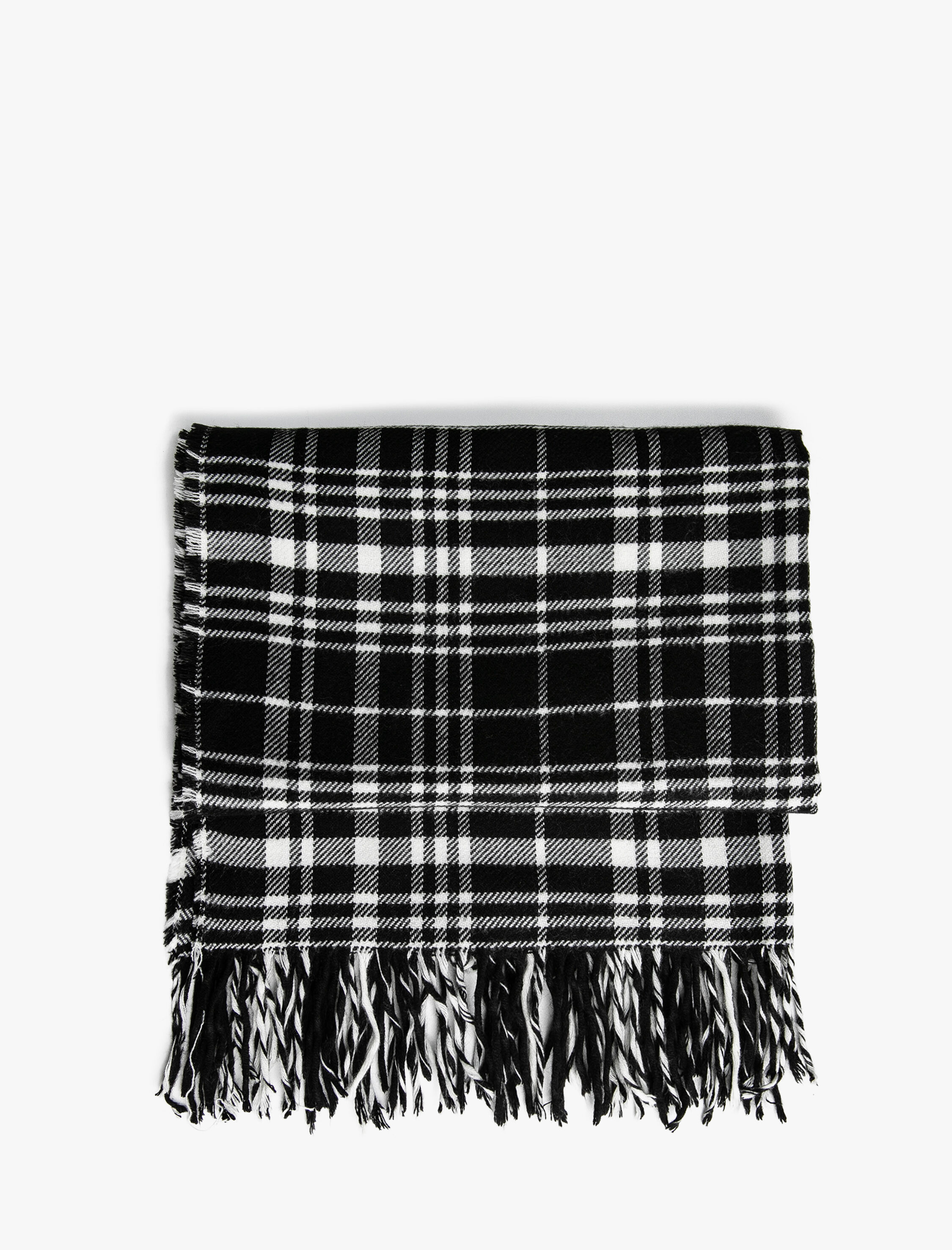  Kadın Şal Ekose Püsküllü Yumuşak Dokulu