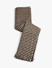 Şal Kazayağı Desenli Püsküllü Yumuşak Dokulu