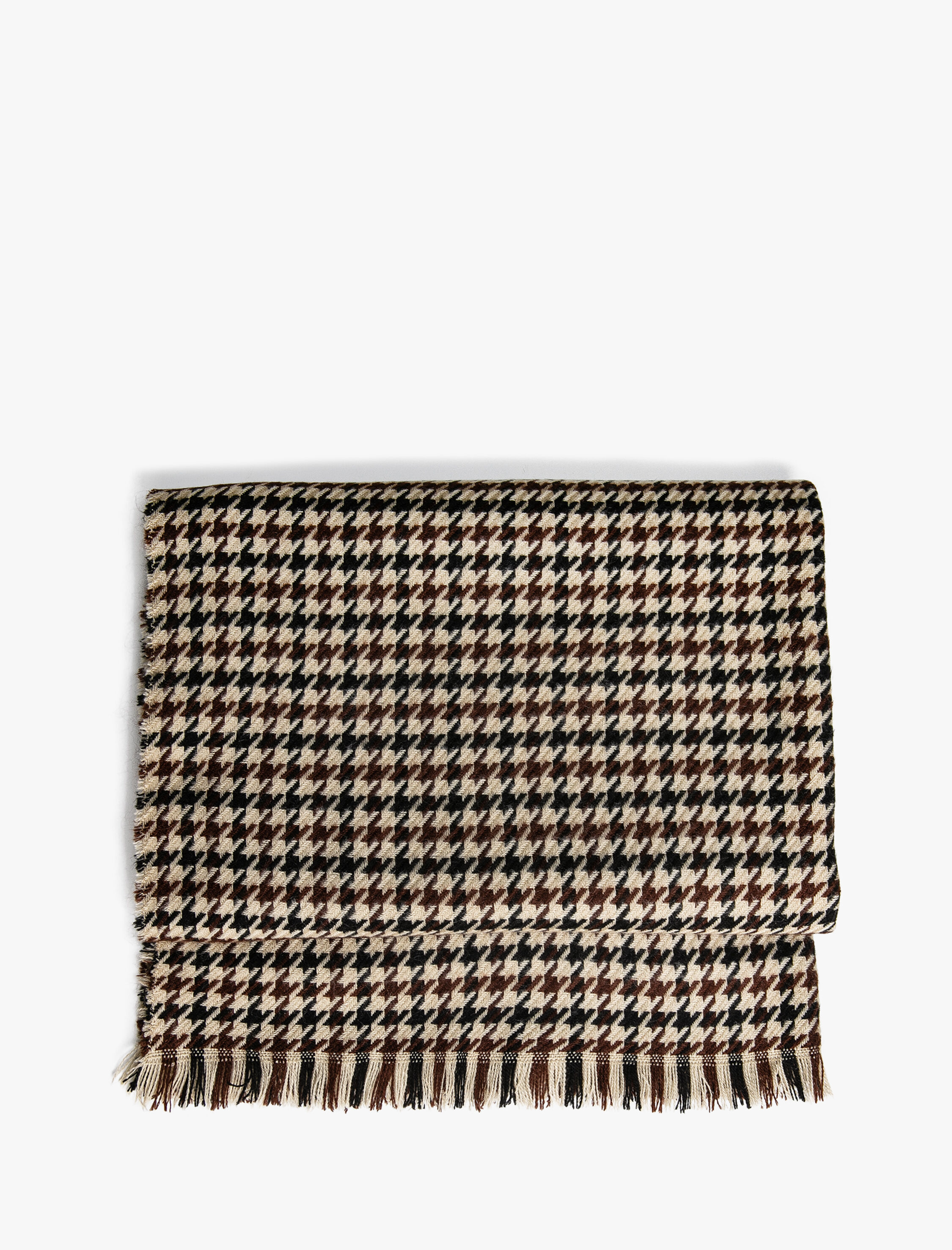  Kadın Şal Kazayağı Desenli Püsküllü Yumuşak Dokulu