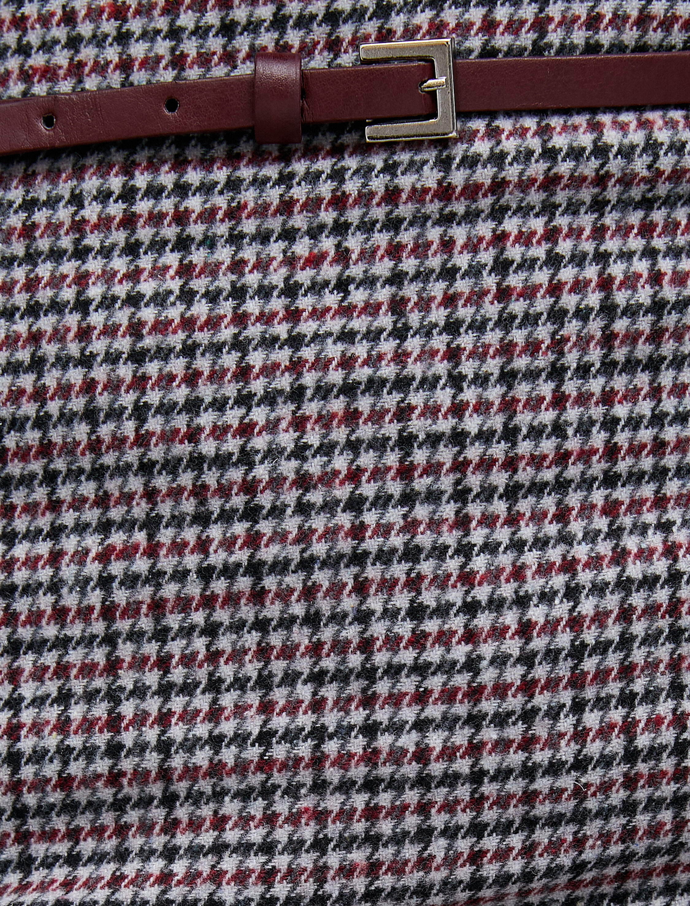   Yüksek Bel Mini Etek Kemerli