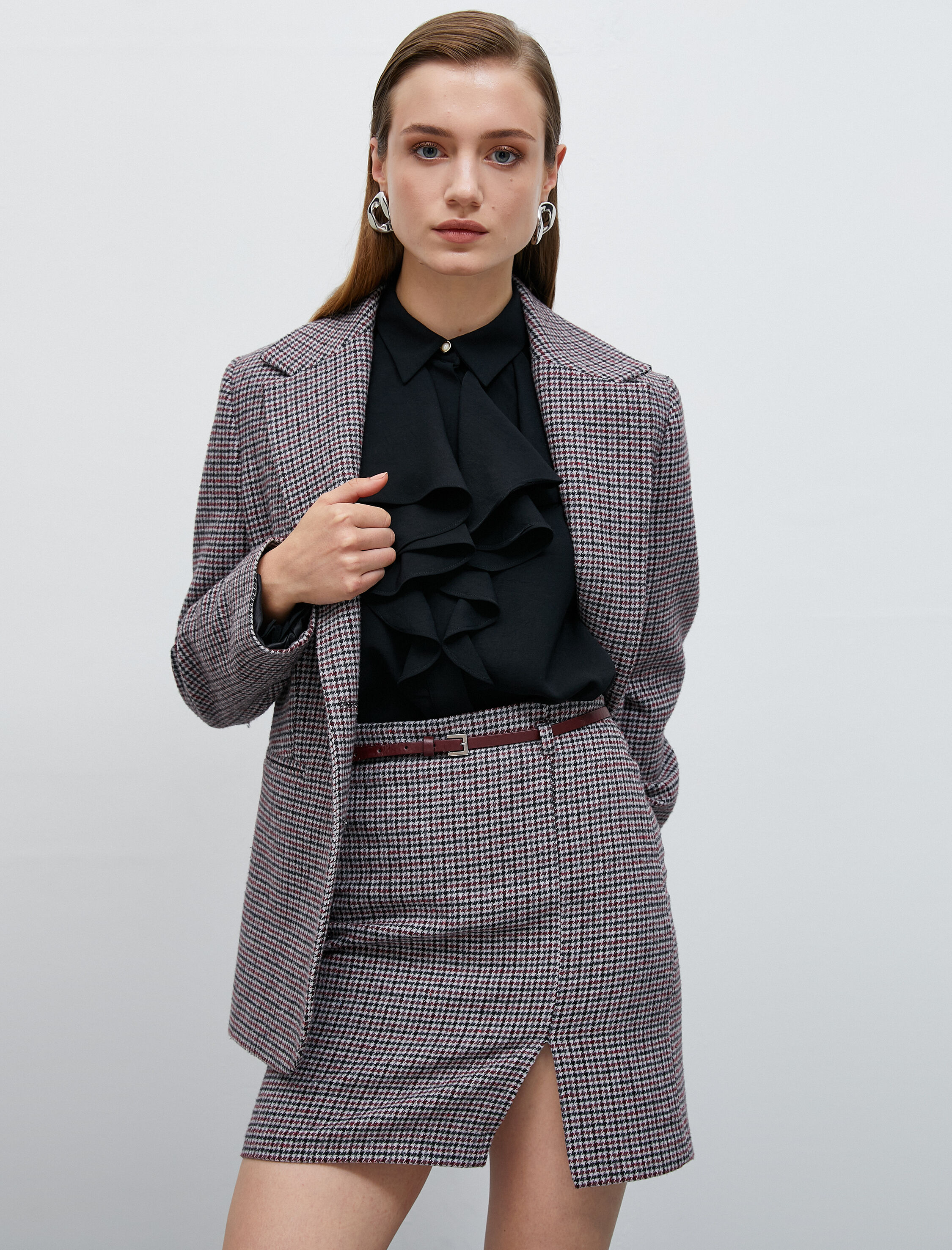   Yüksek Bel Mini Etek Kemerli