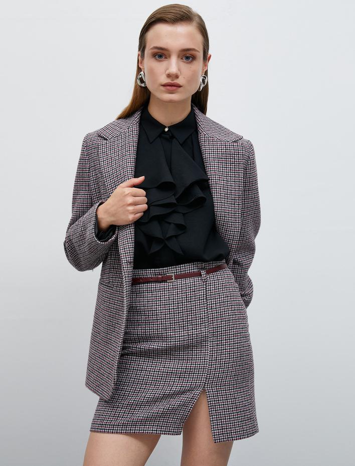  Yüksek Bel Mini Etek Kemerli