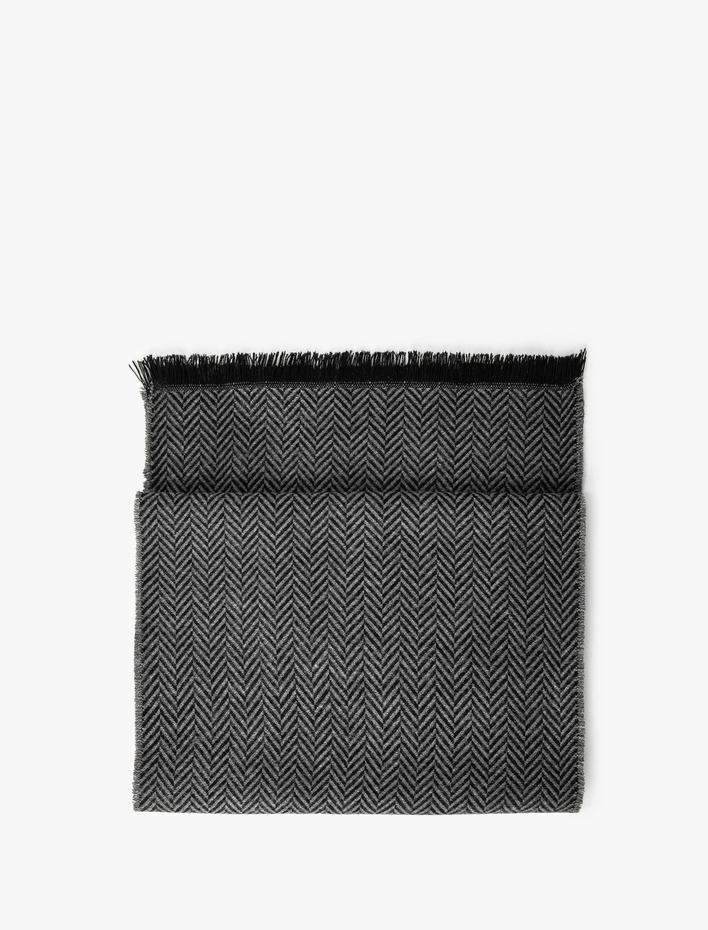 Erkek Atkı Balıksırtı Desenli Püskül Detaylı