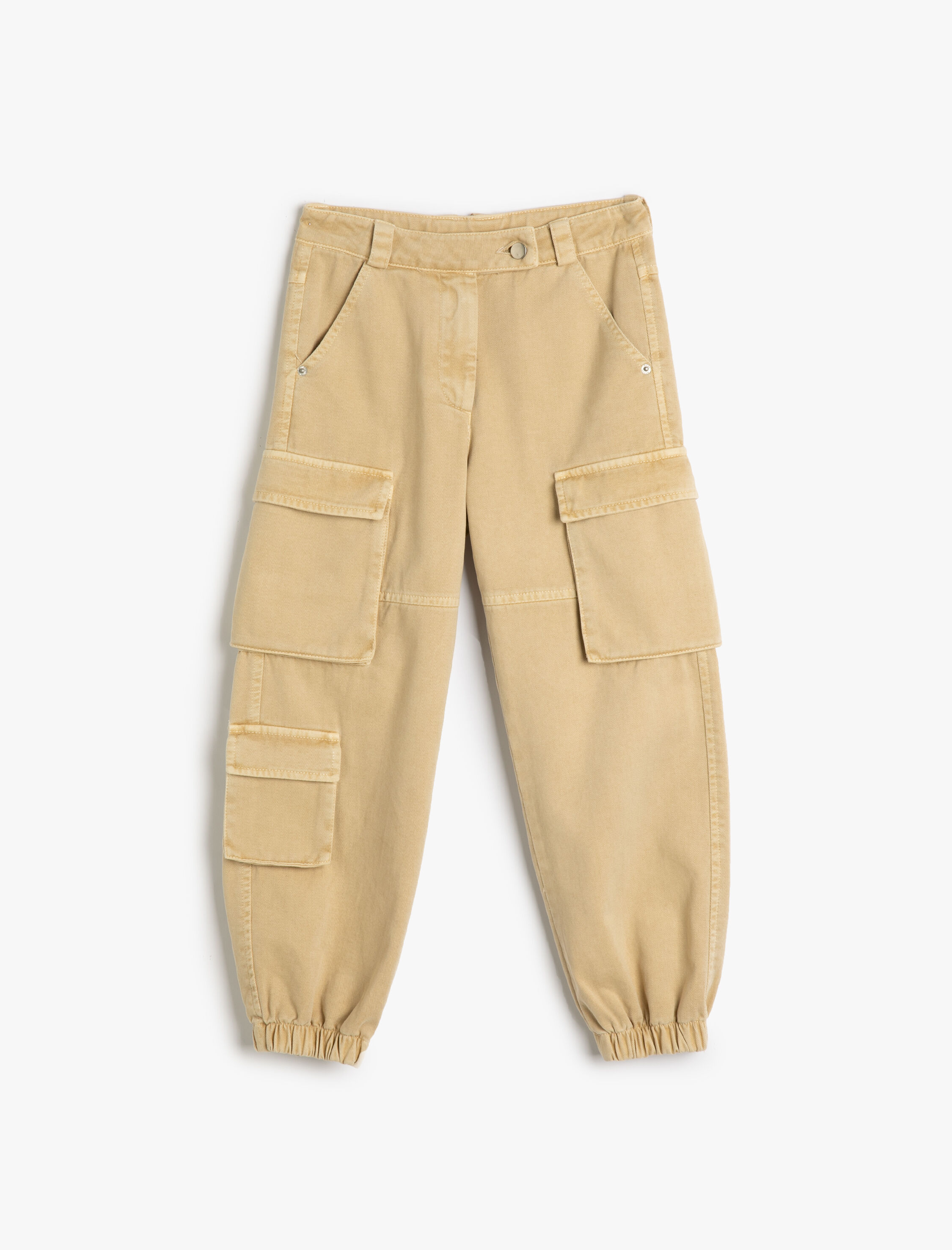  Kız Çocuk Kargo Jogger Kot Pantolon  Pamuklu Kapaklı Cep Detaylı