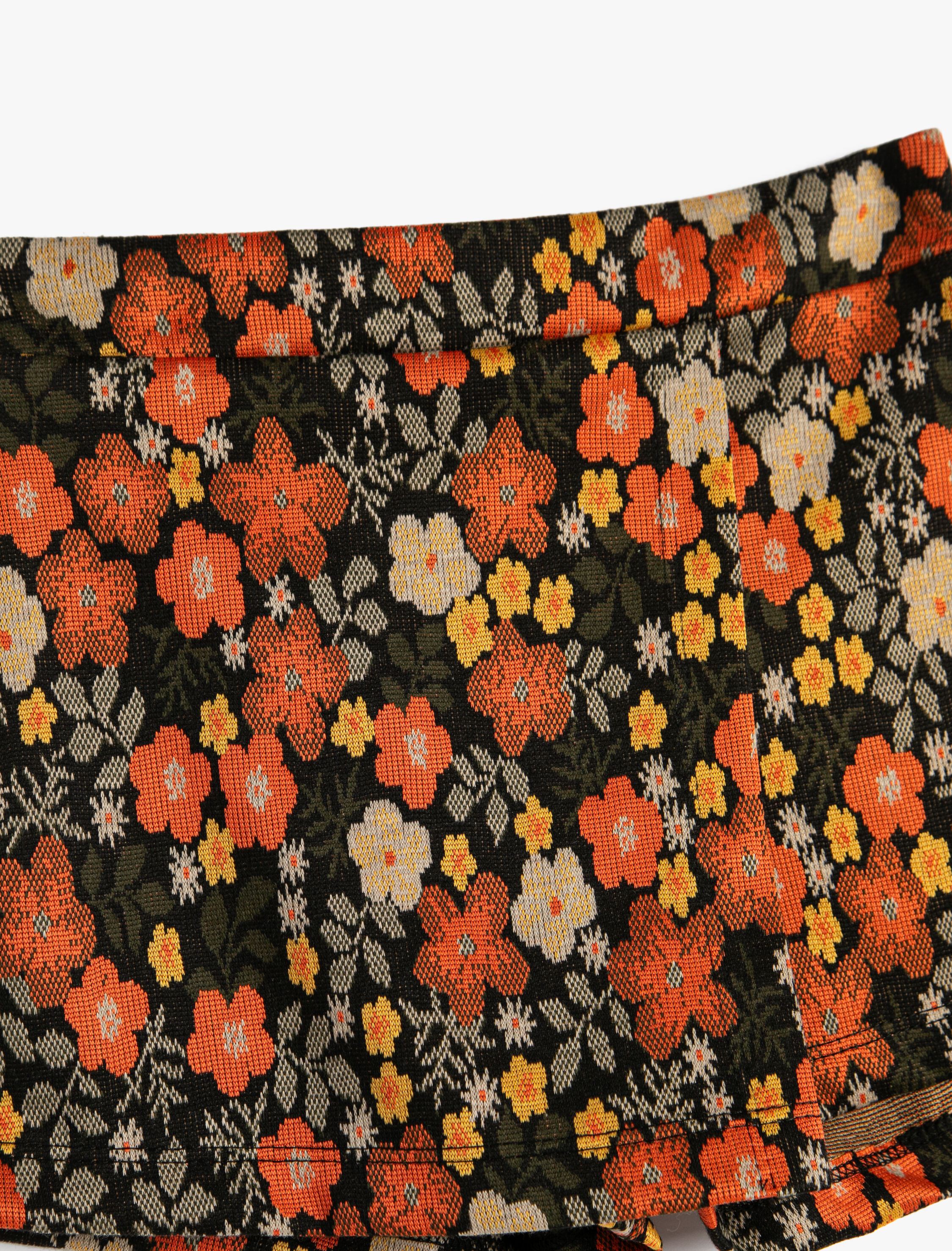  Kız Çocuk Çiçekli Şort Etek Kruvaze Beli Lastikli