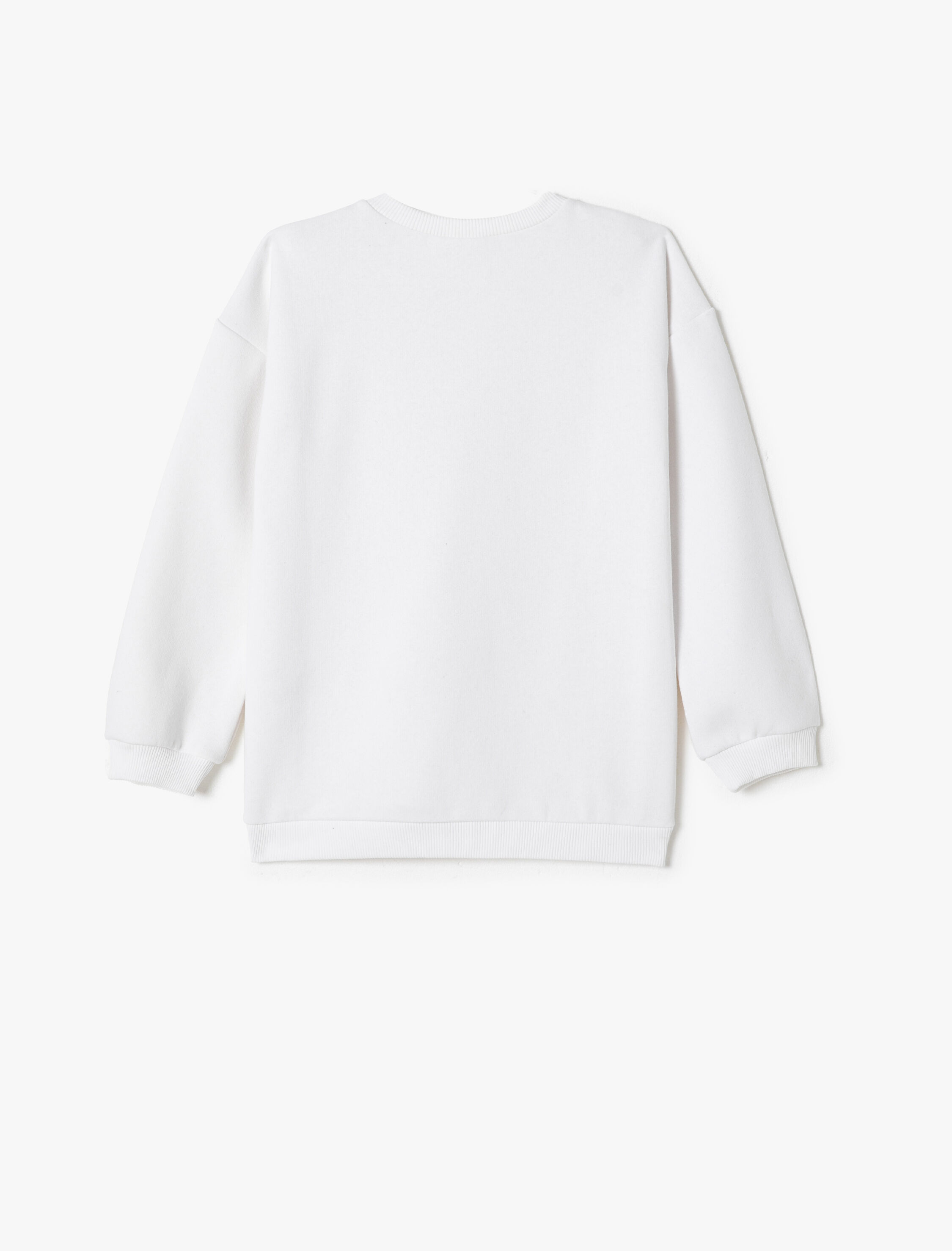  Kız Çocuk Ayıcık Baskılı Sweatshirt Uzun Kollu Bisiklet Yaka Şardonlu