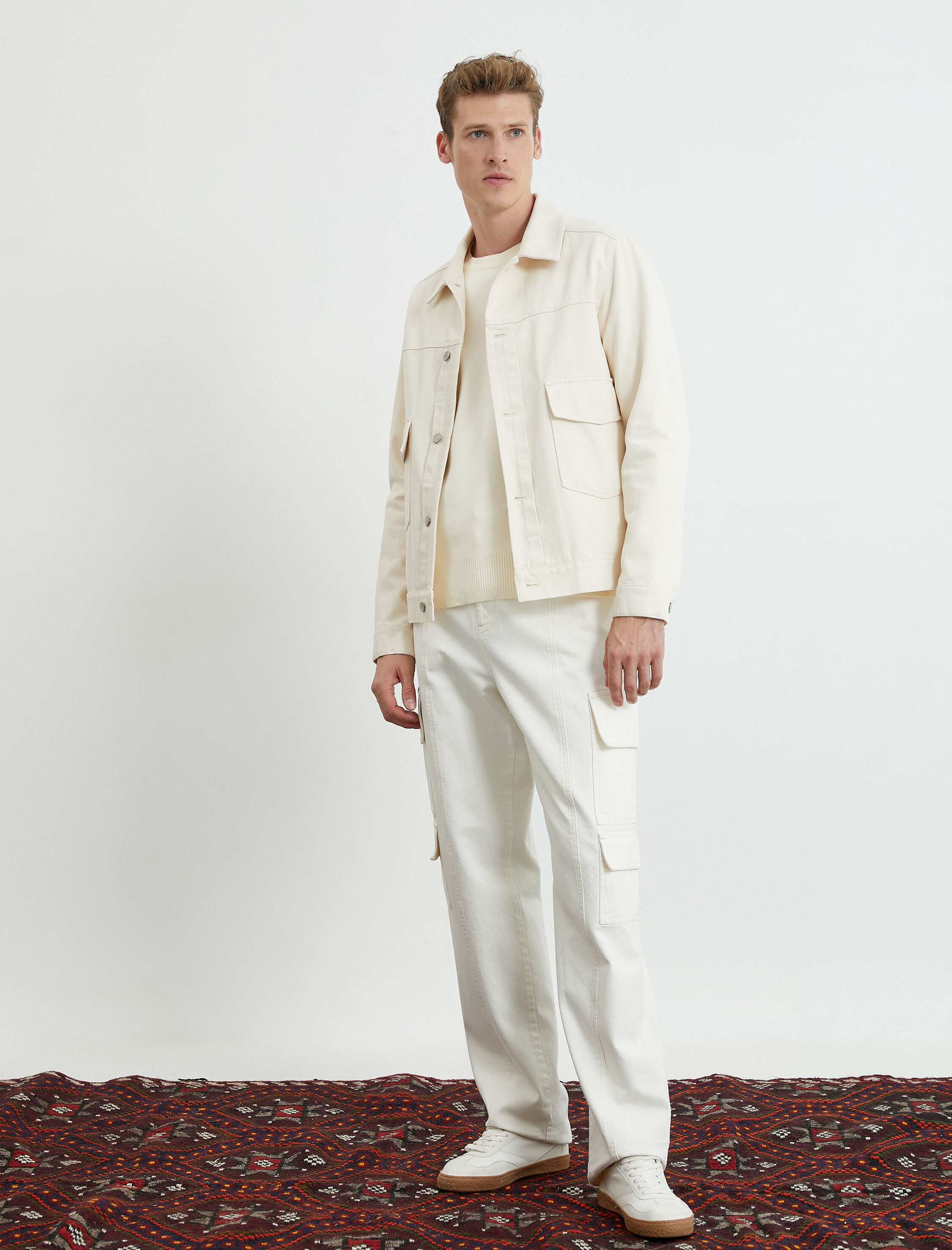   Bol Pantolon Kot Kargo Cep Detaylı Düğmeli