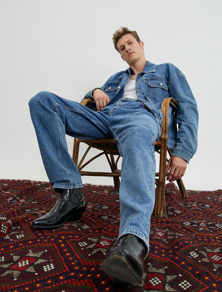  Straight Fit Boru Paça Kot Pantolon - Mark Jean