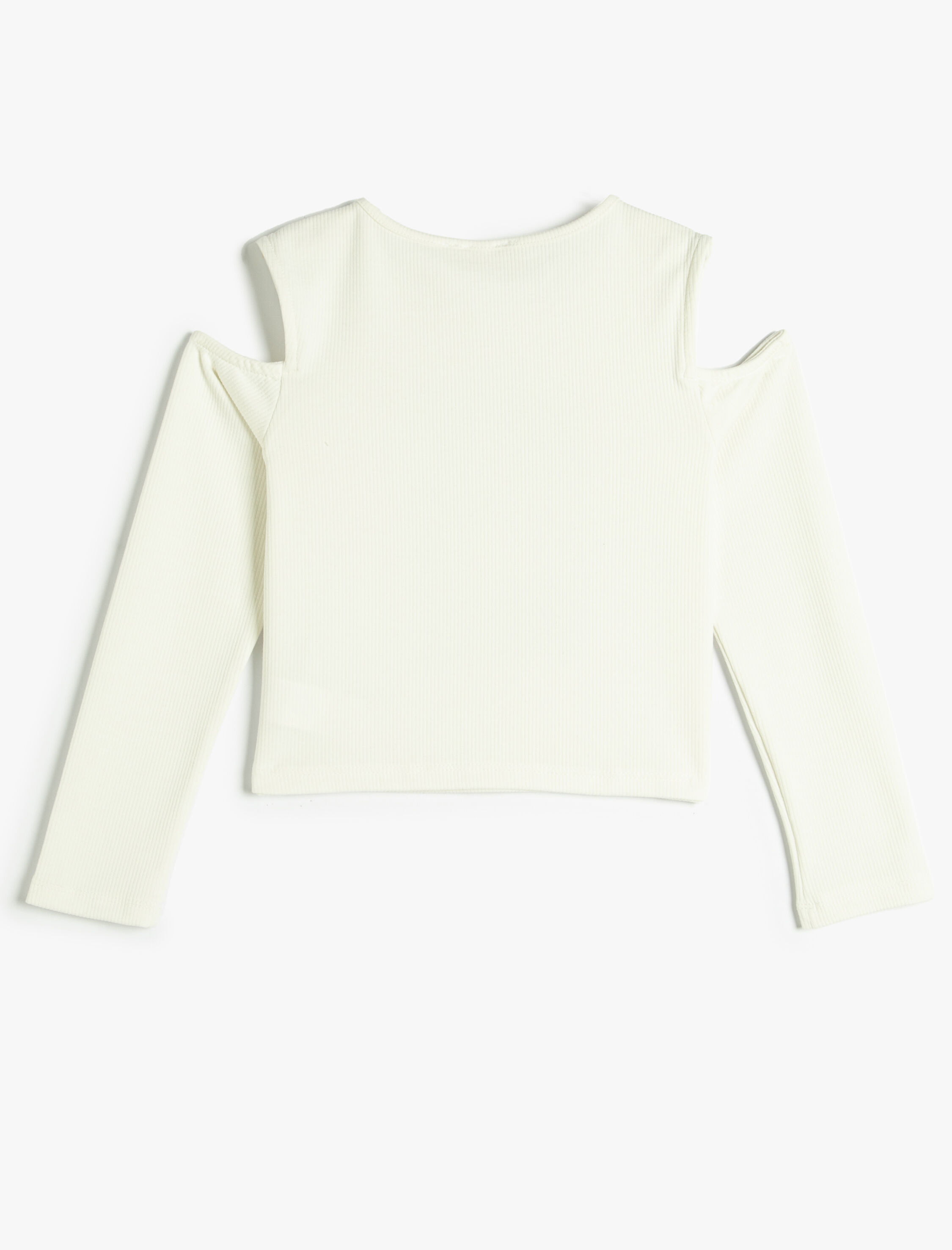  Kız Çocuk Tişört Uzun Kollu Bisiklet Yaka Pencere Detaylı