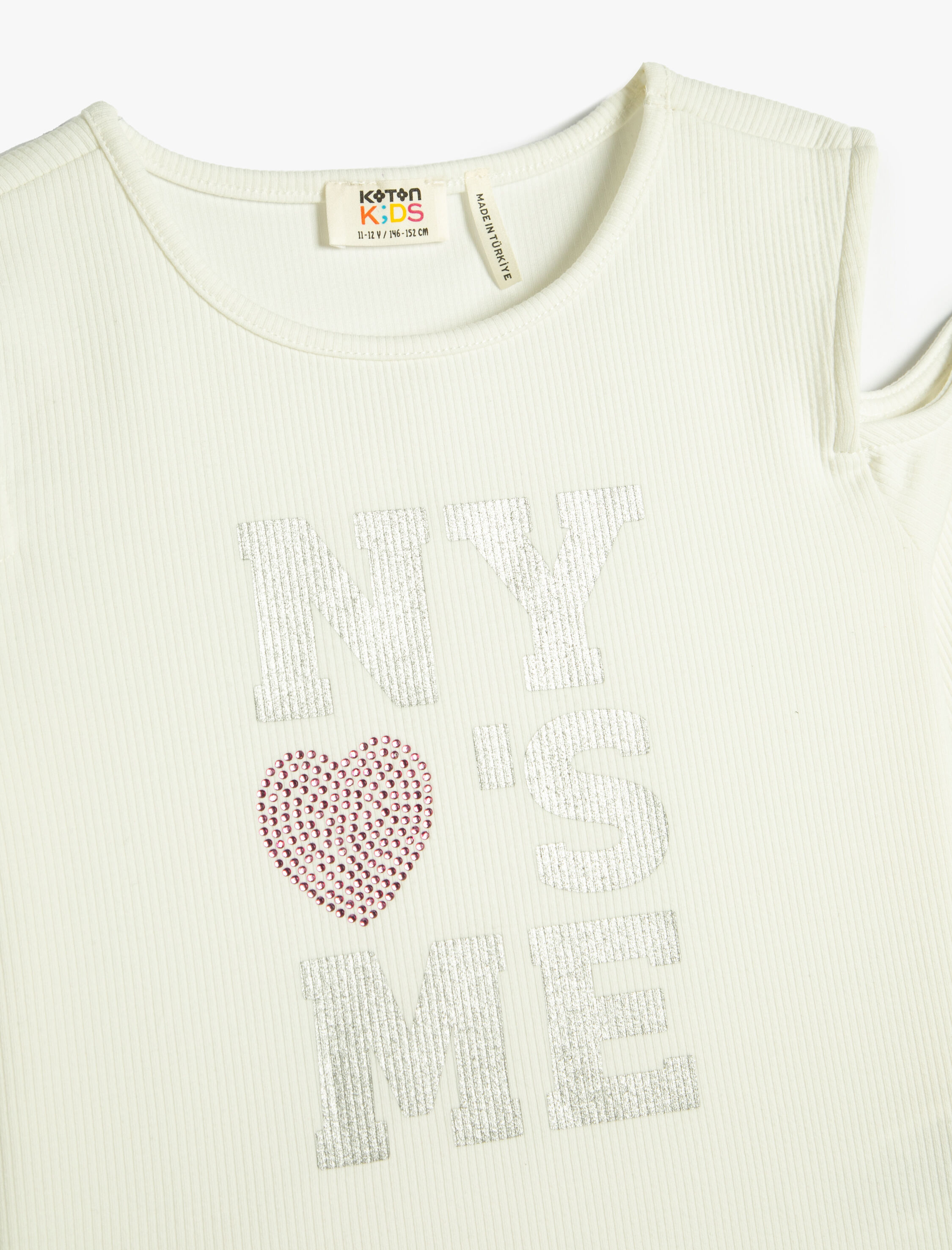  Kız Çocuk Tişört Uzun Kollu Bisiklet Yaka Pencere Detaylı