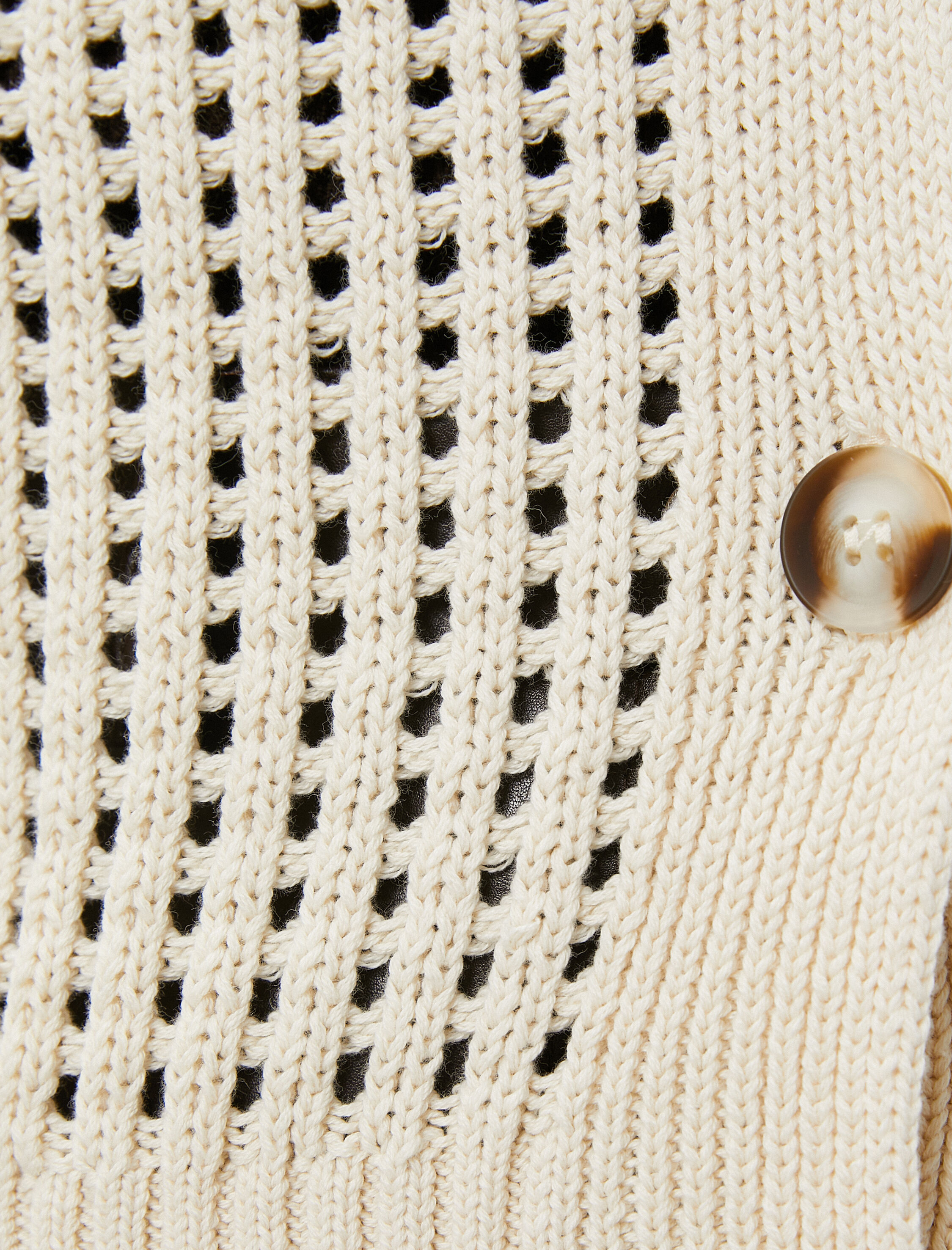   Örgü Hırka Ajurlu Düğme Detaylı Uzun Kollu Pamuklu