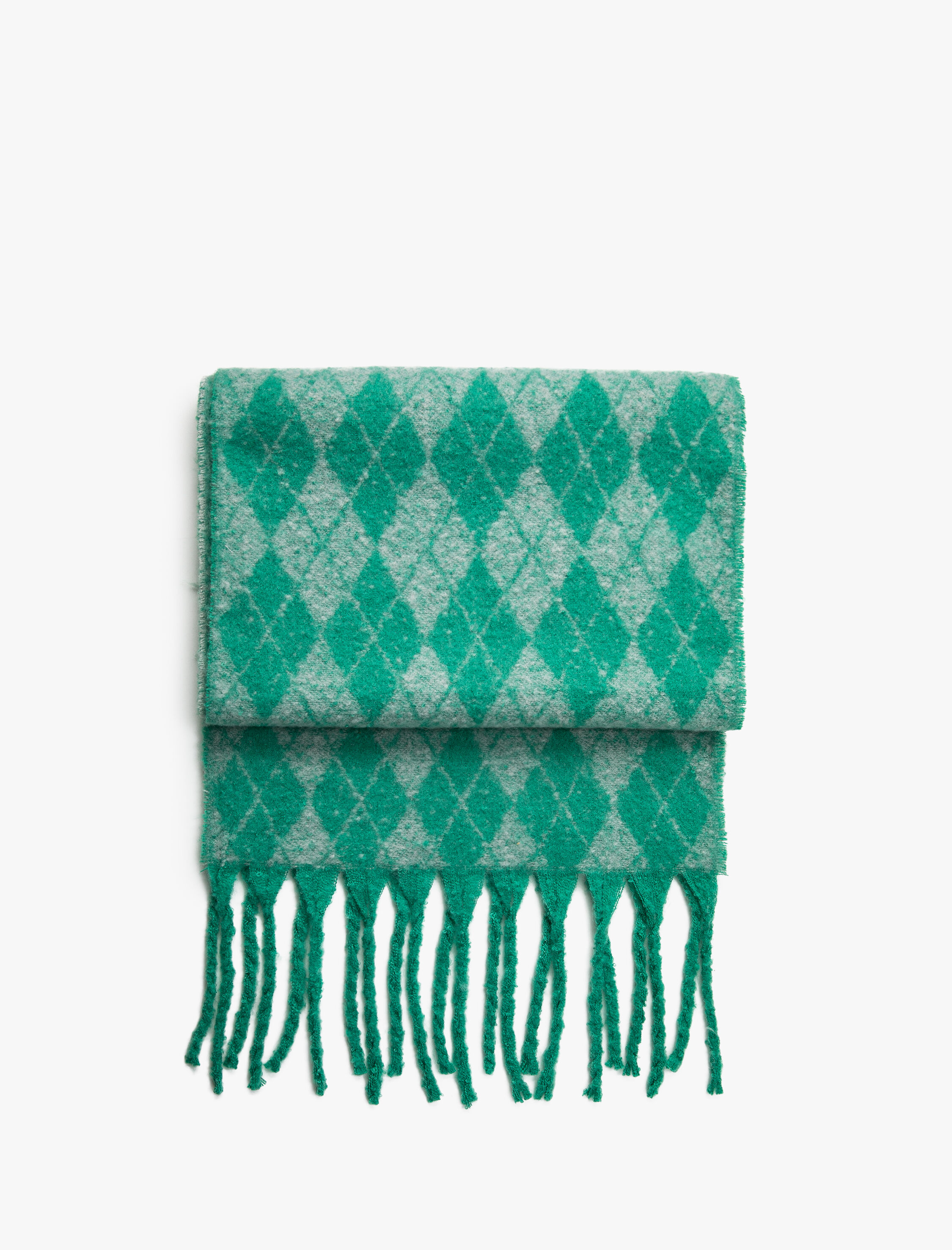  Kadın Atkı Baklava Desenli Yumuşak Dokulu Püsküllü