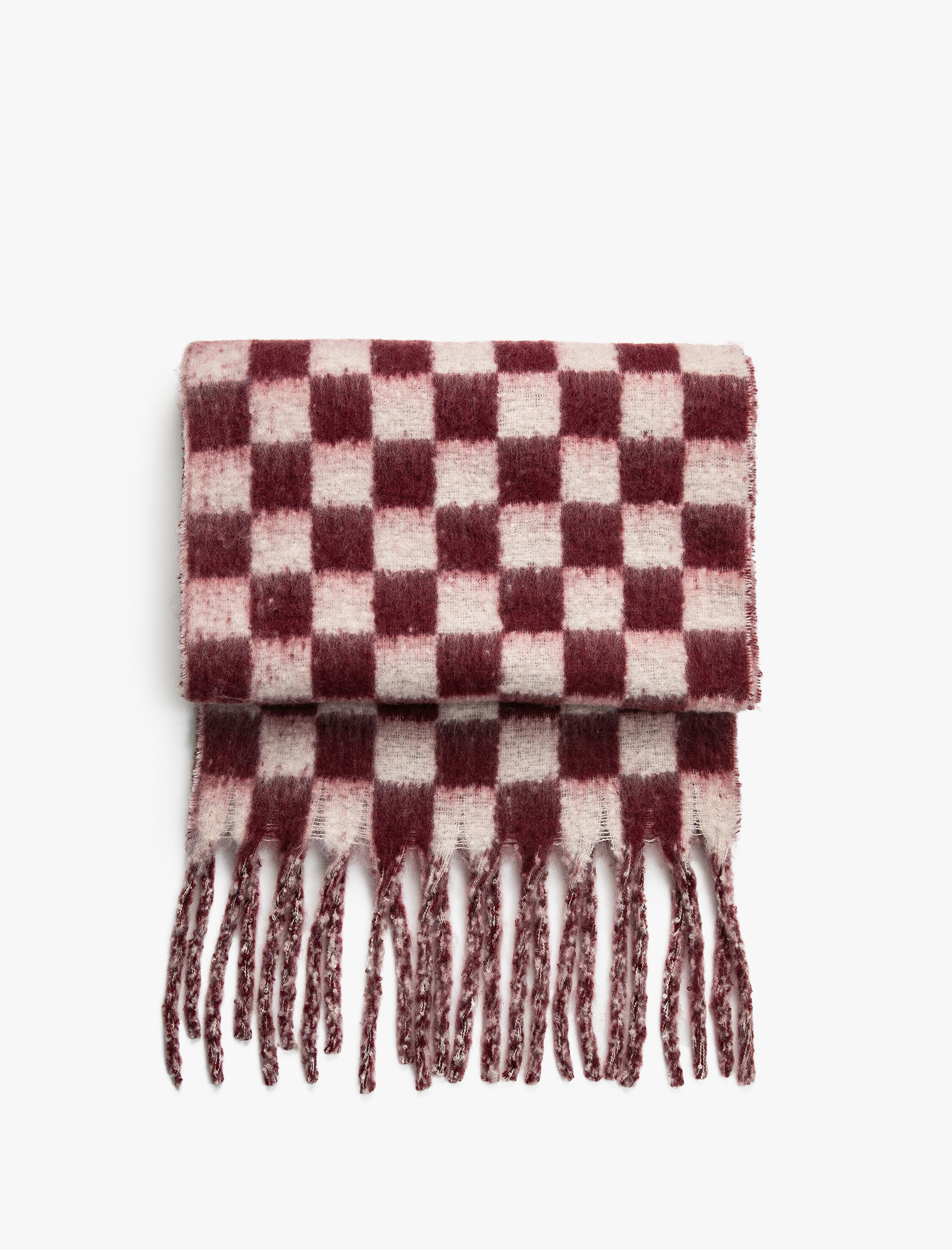  Kadın Atkı Kareli Yumuşak Dokulu Püsküllü