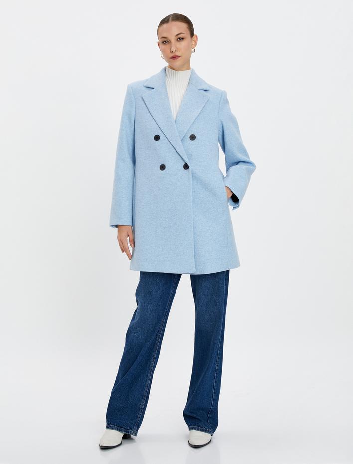  Kaşe Kaban Kruvaze Kapama Düğmeli Cepli