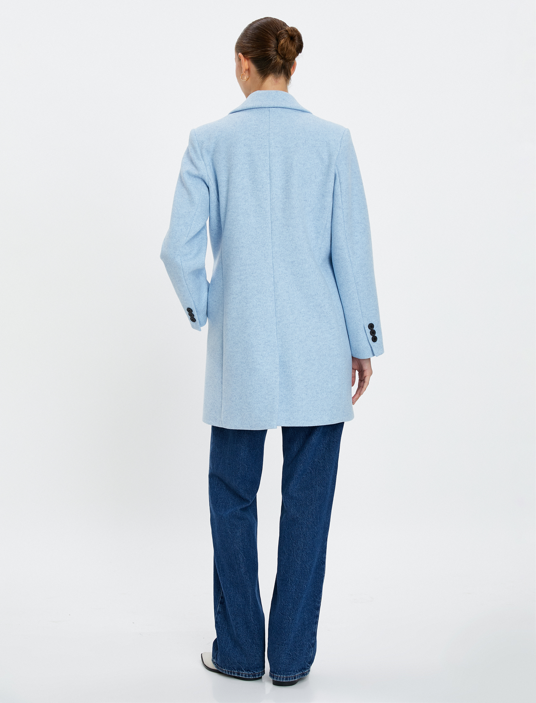   Kaşe Kaban Kruvaze Kapama Düğmeli Cepli