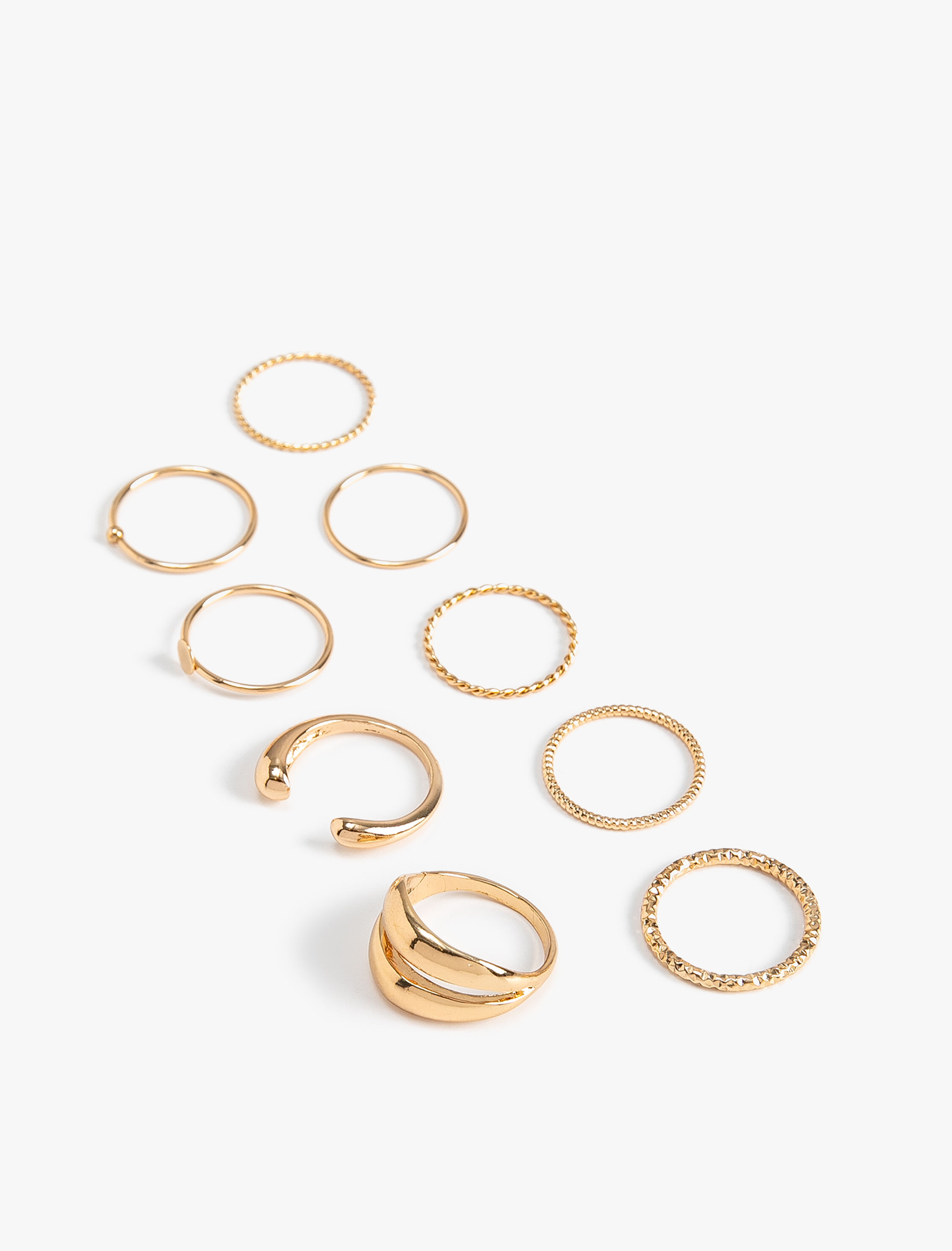  Kadın Yüzük Seti 8'li Metal Dokulu