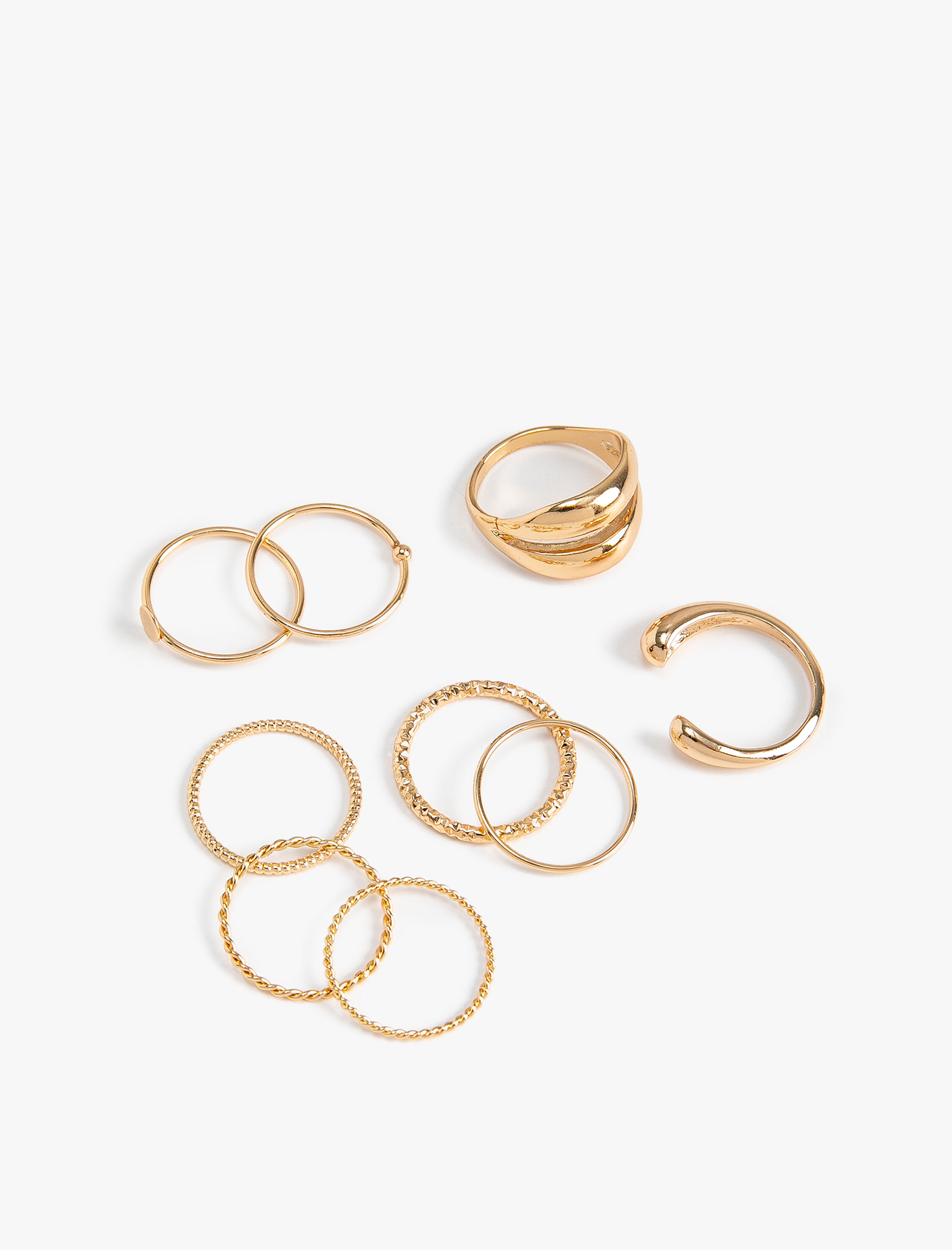  Kadın Yüzük Seti 8'li Metal Dokulu