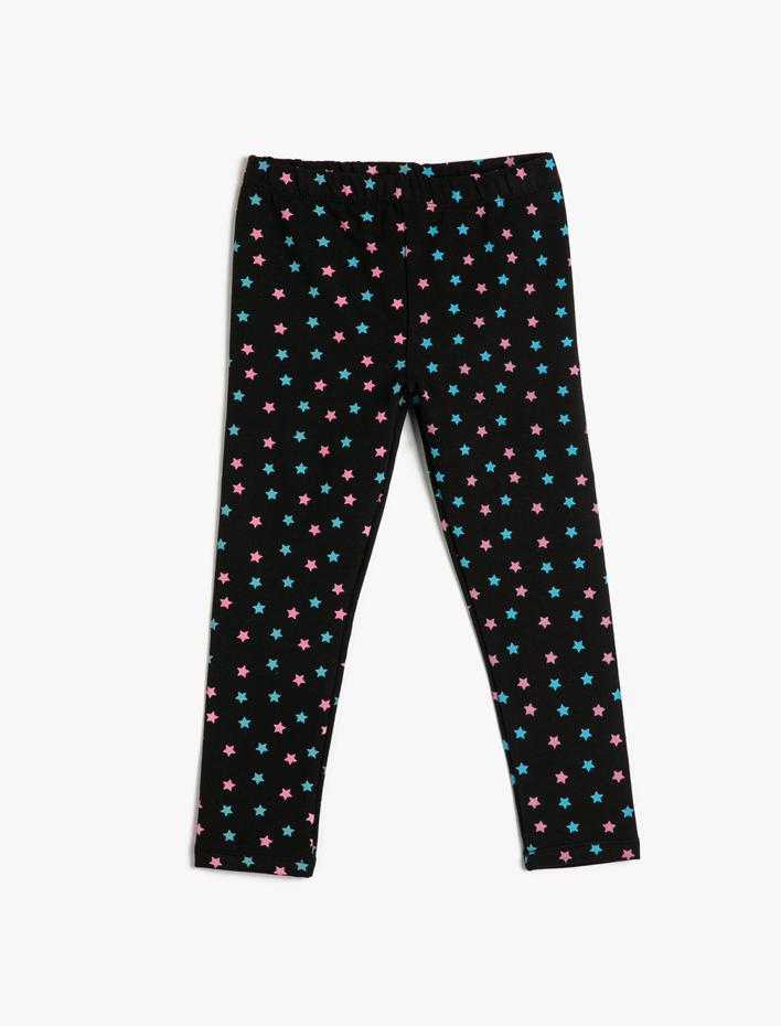 Kız Çocuk Tayt Yıldız Baskılı Pamuklu