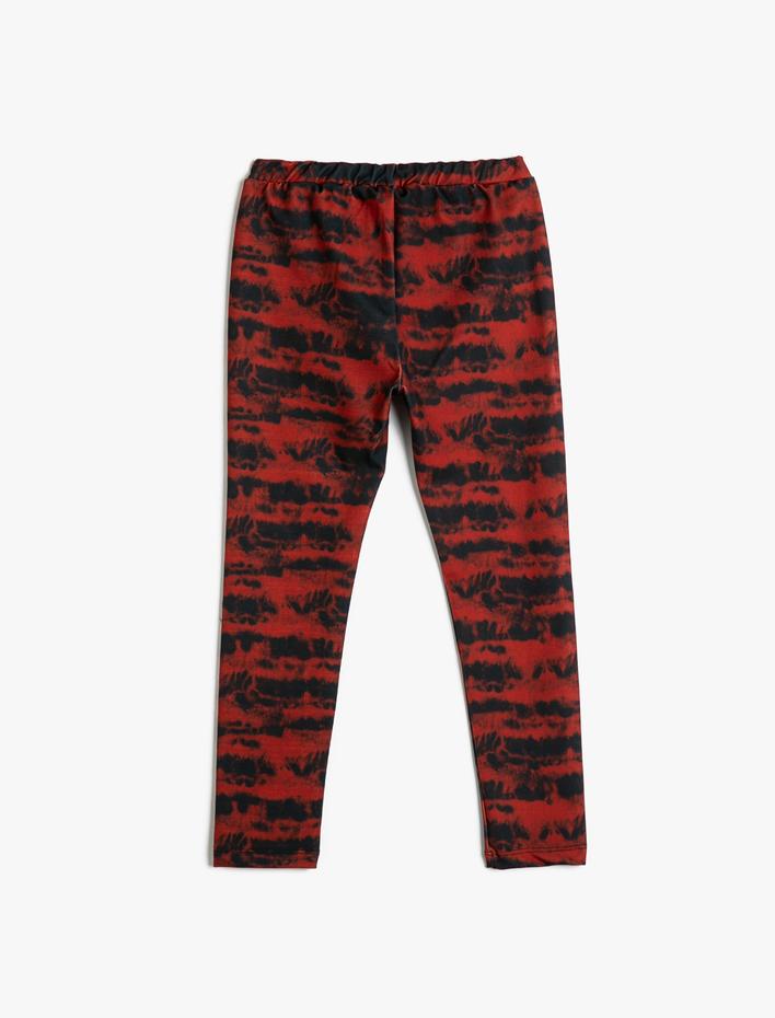 Kız Çocuk Tayt Beli Lastikli Soyut Desenli