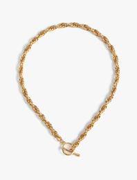 Kalın Zincir Çelik Kolye Geometrik Figürlü