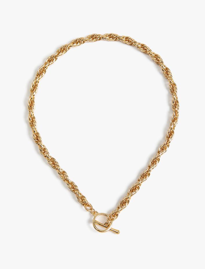 Kadın Kalın Zincir Çelik Kolye Geometrik Figürlü