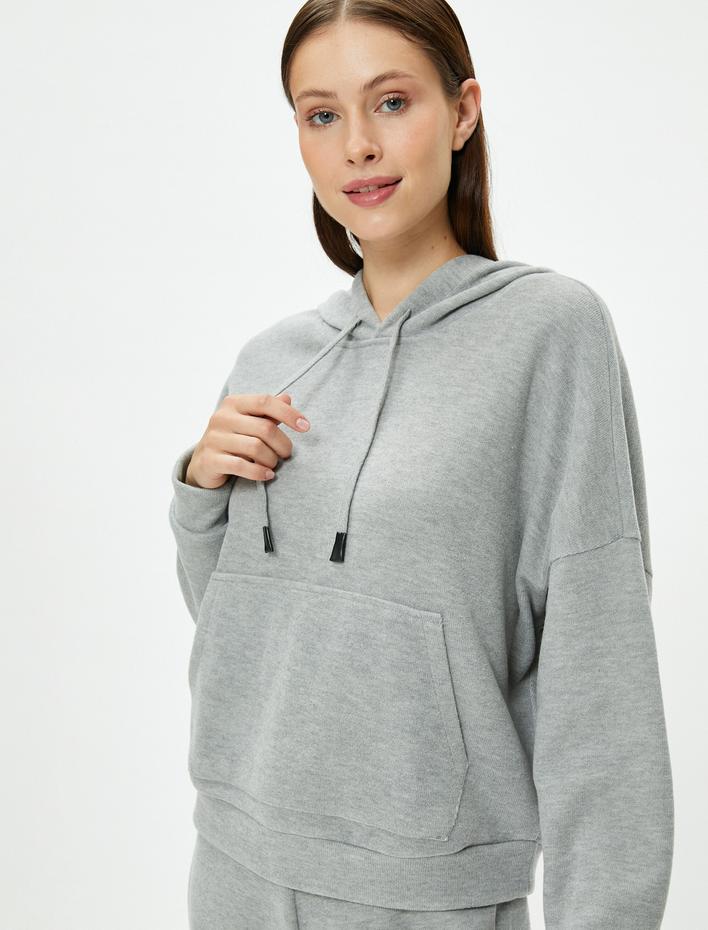  Sweatshirt Pijama Üstü Kapüşonlu Kanguru Cepli