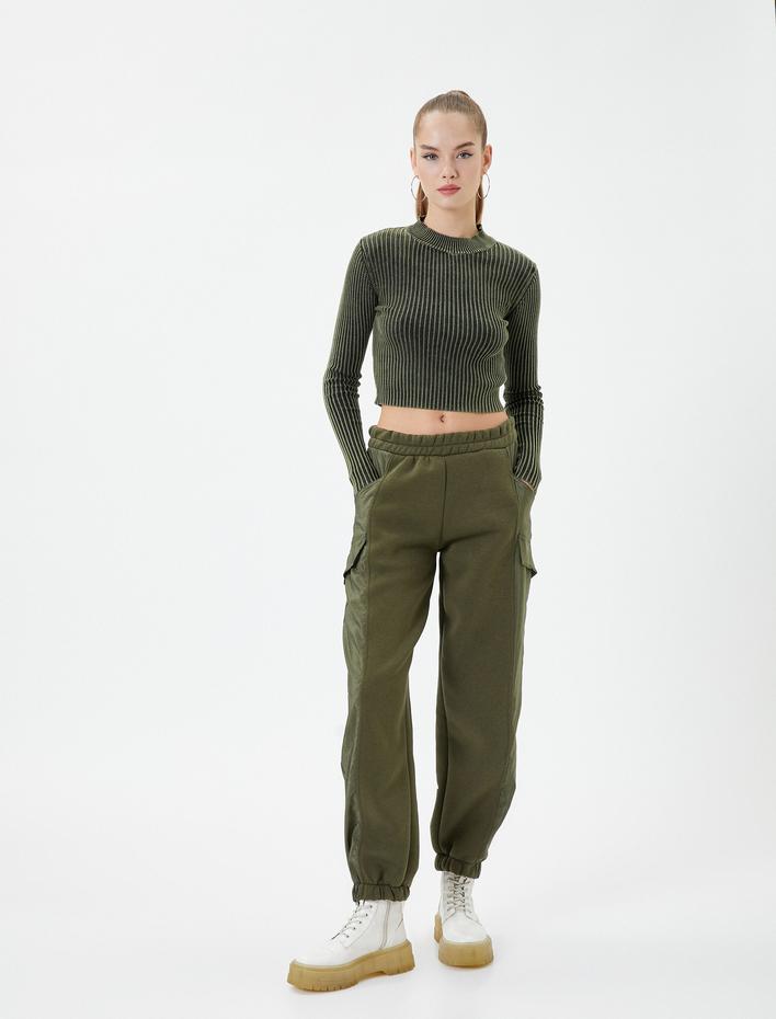  Kargo Jogger Eşofman Altı Kapaklı Çift Cep Rahat Kalıp İki Farklı Kumaş Kullanımlı